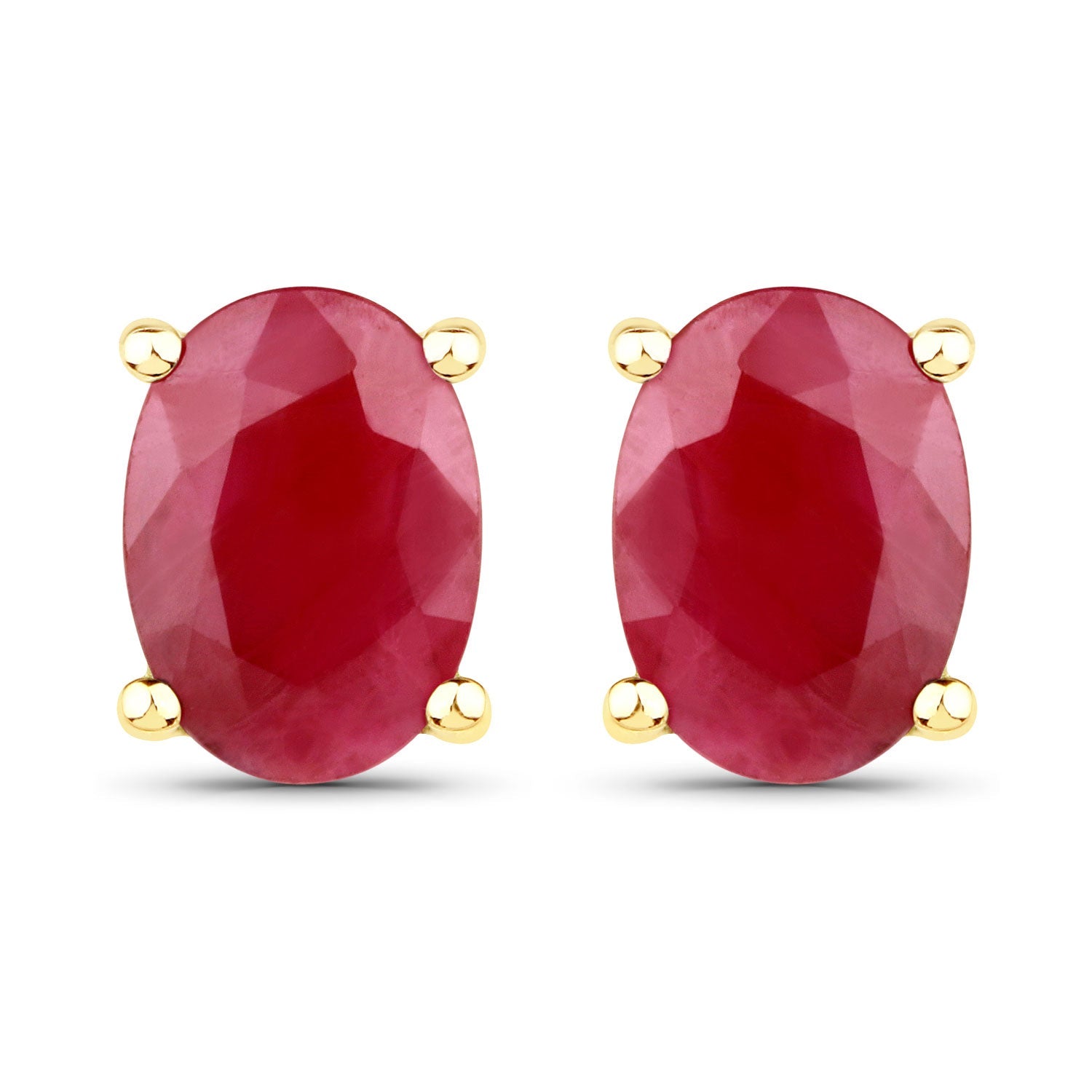 1.70 Carat Genuine Ruby 14K Yellow Gold Earrings