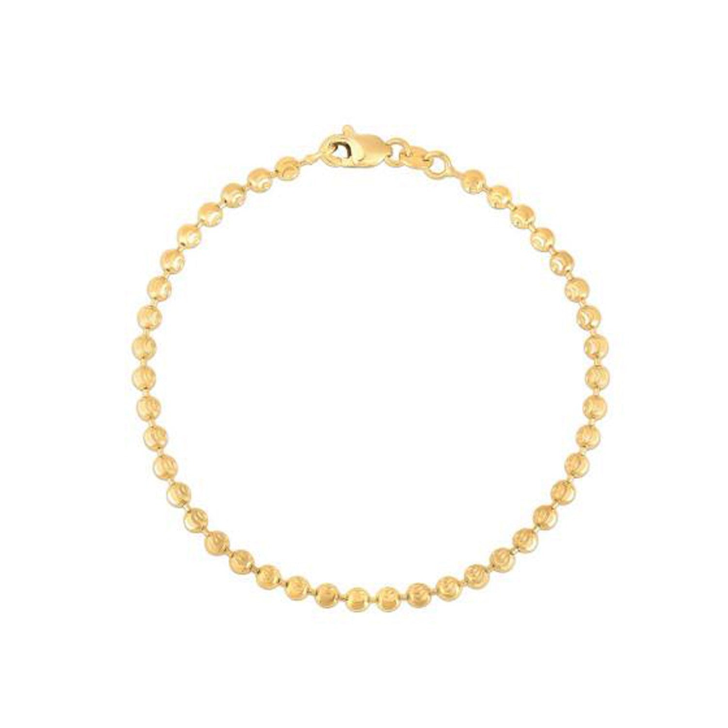 Moon Cut Bead Chain Bracelet in 14k Yellow Gold (3.00 mm)