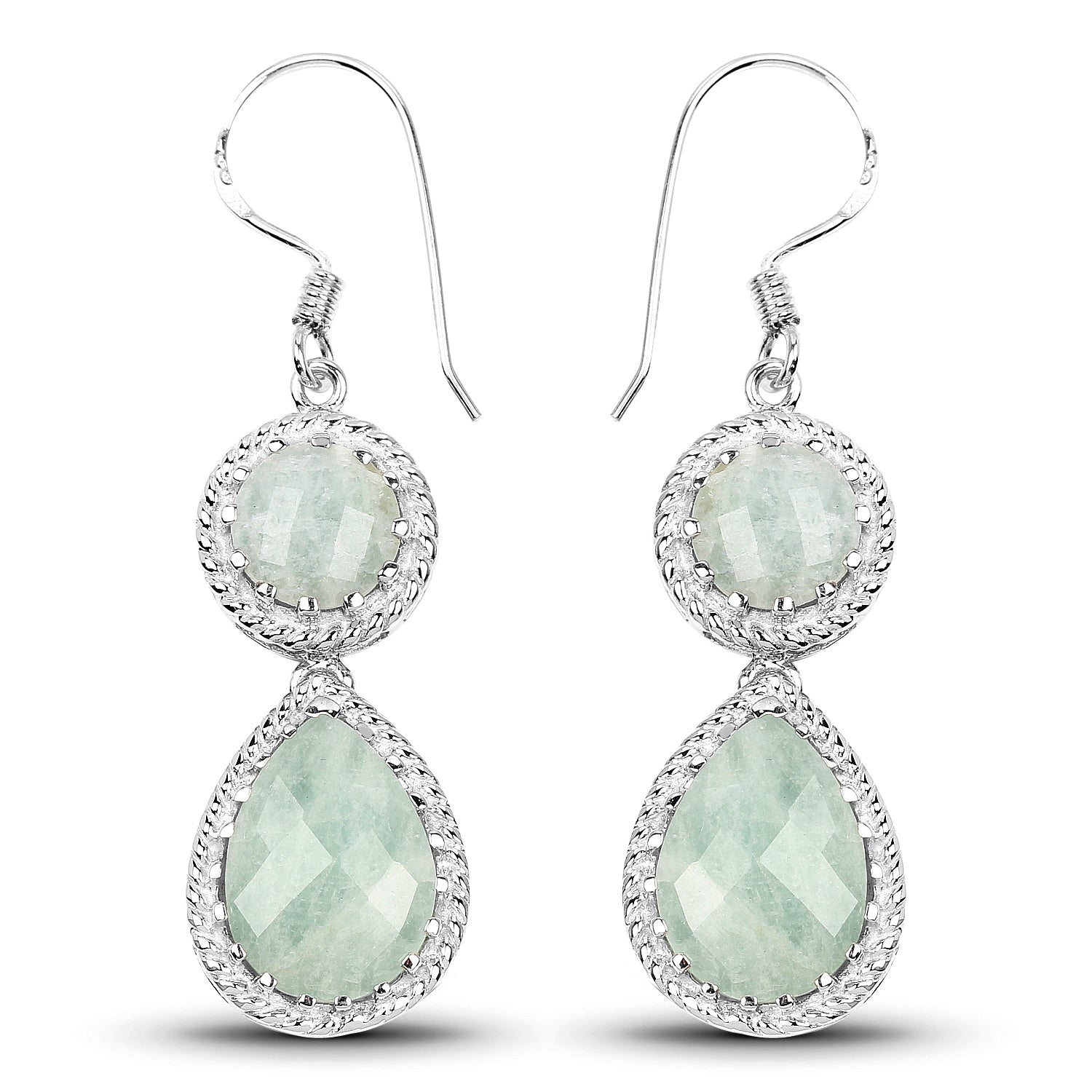 11.82 Carat Genuine Aquamarine .925 Sterling Silver Earrings