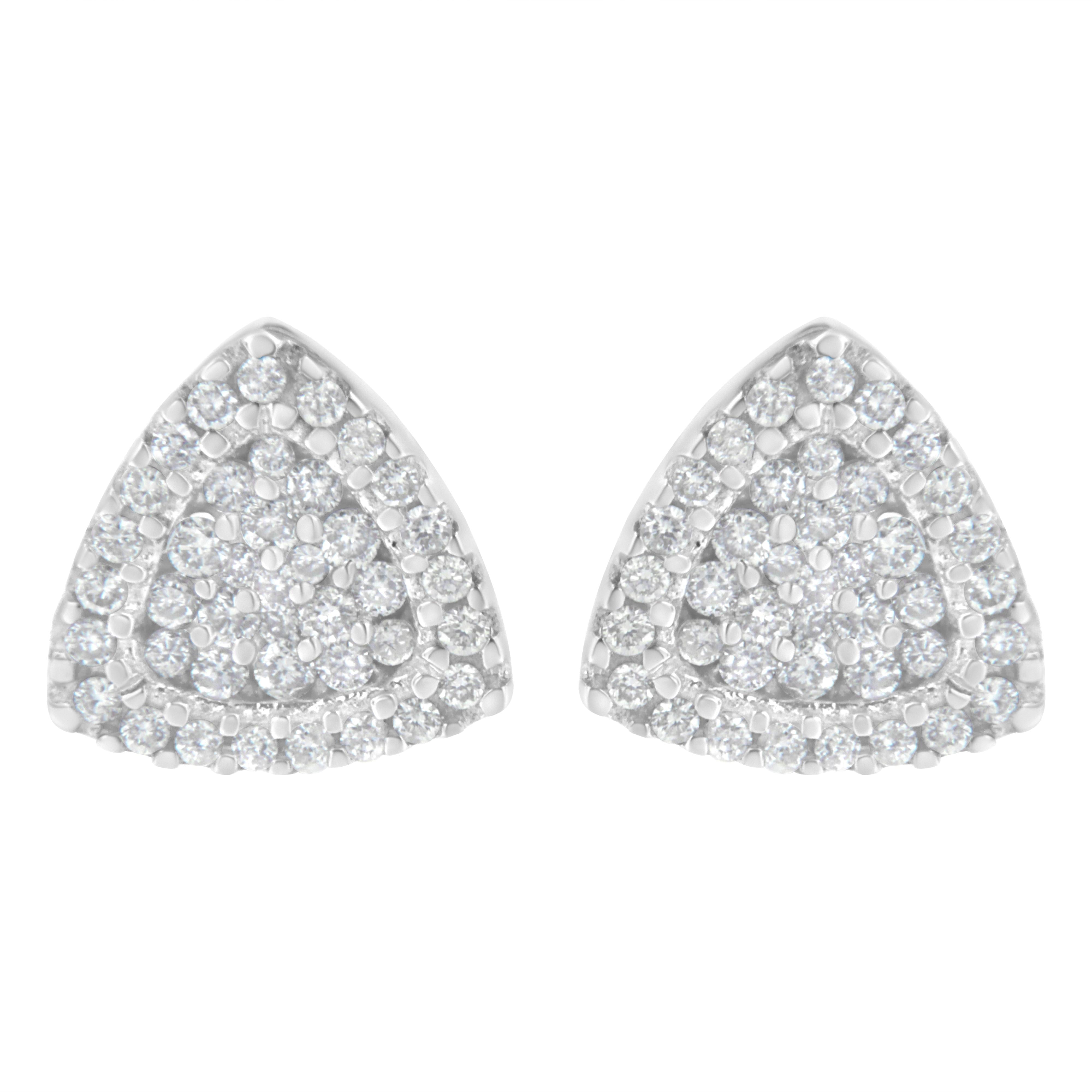 14K White Gold 1/2 cttw Trillion Shaped Diamond Stud Earrings (H-I Clarity, SI2-I1 Color)