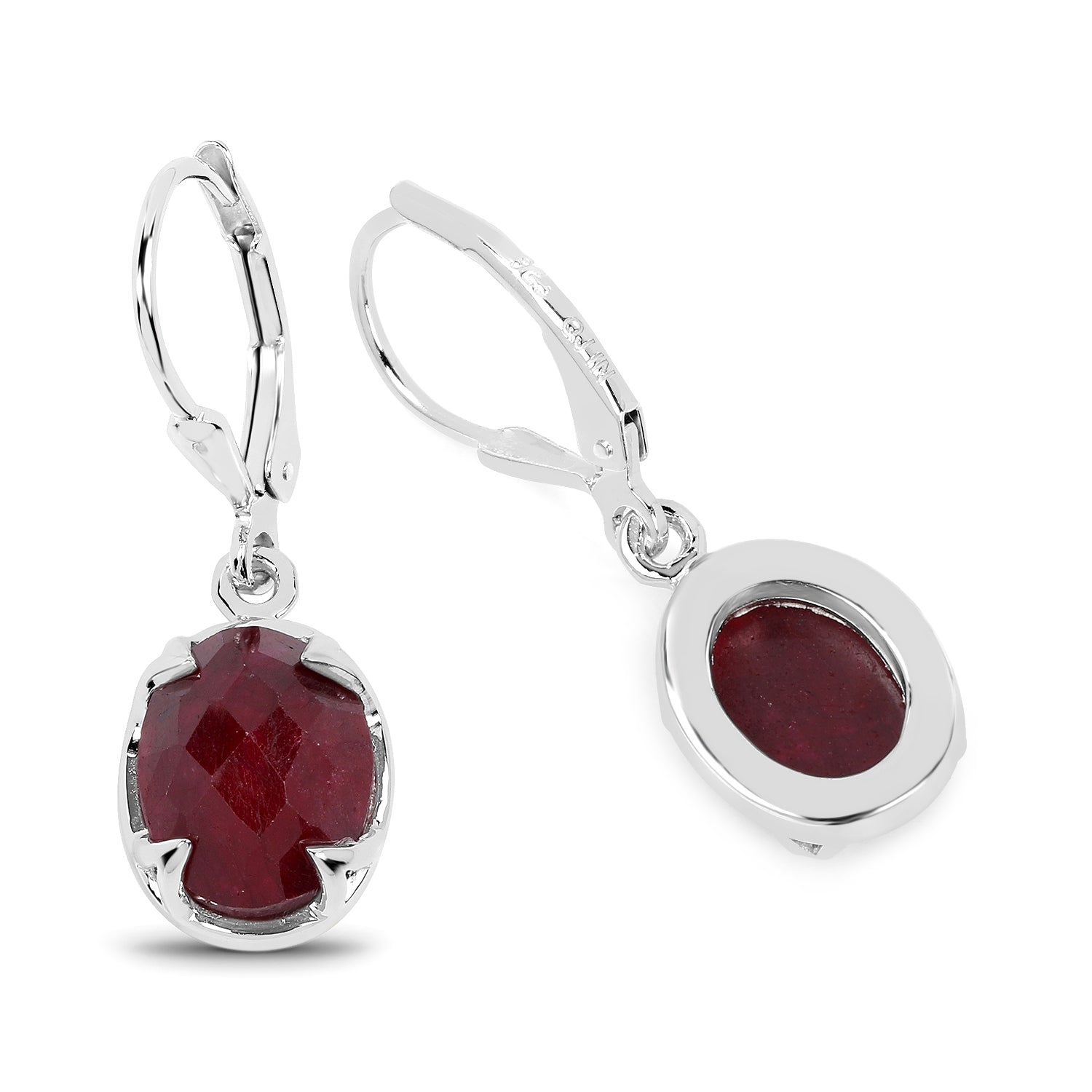 6.90 Carat Dyed Ruby .925 Sterling Silver Earrings
