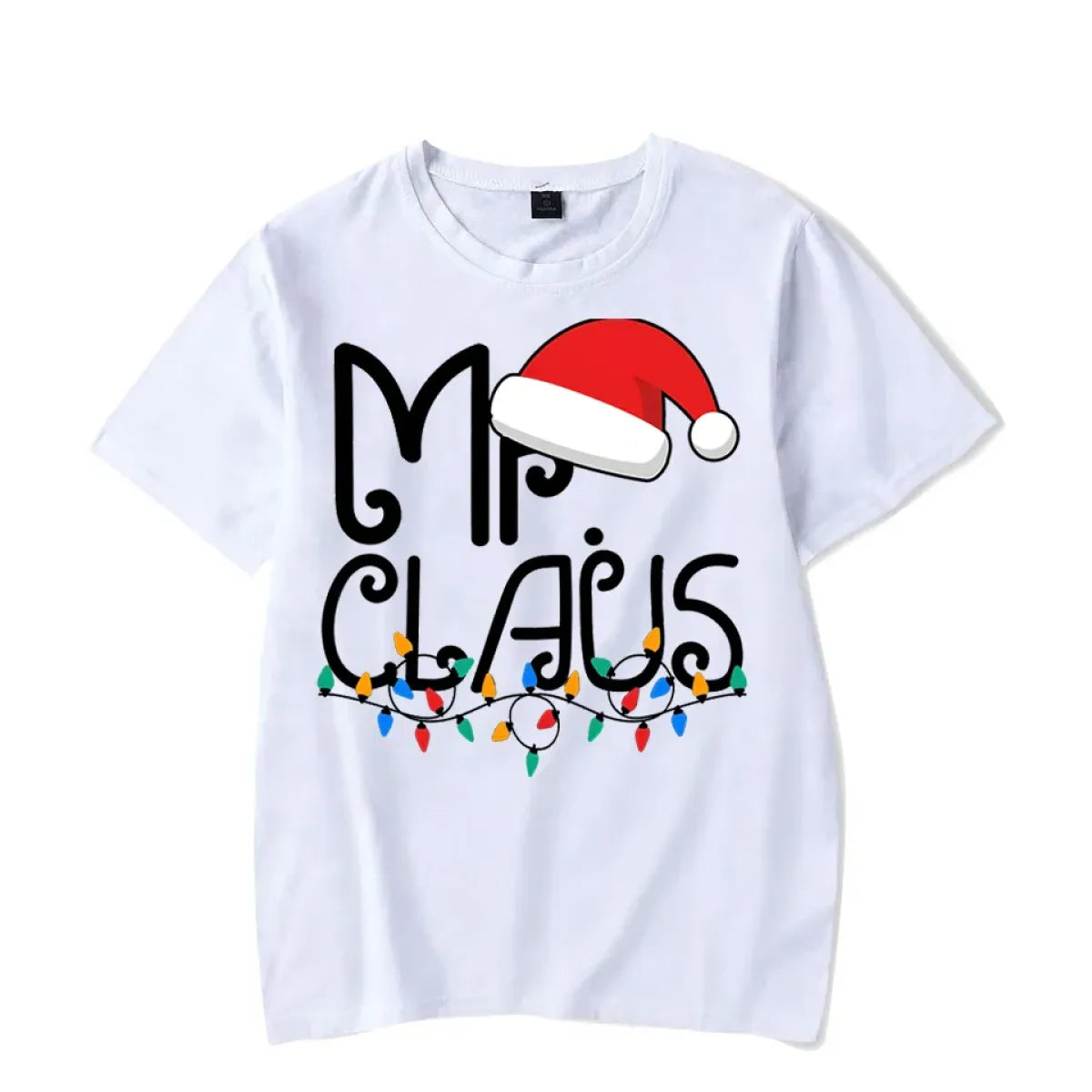 Mr. Claus Christmas T-Shirt - Festive Holiday Lights Graphic Tee