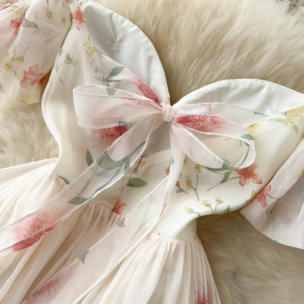 Off-Shoulder Floral Maxi Dress – Women's Summer Corset Sundress with Puff Sleeves