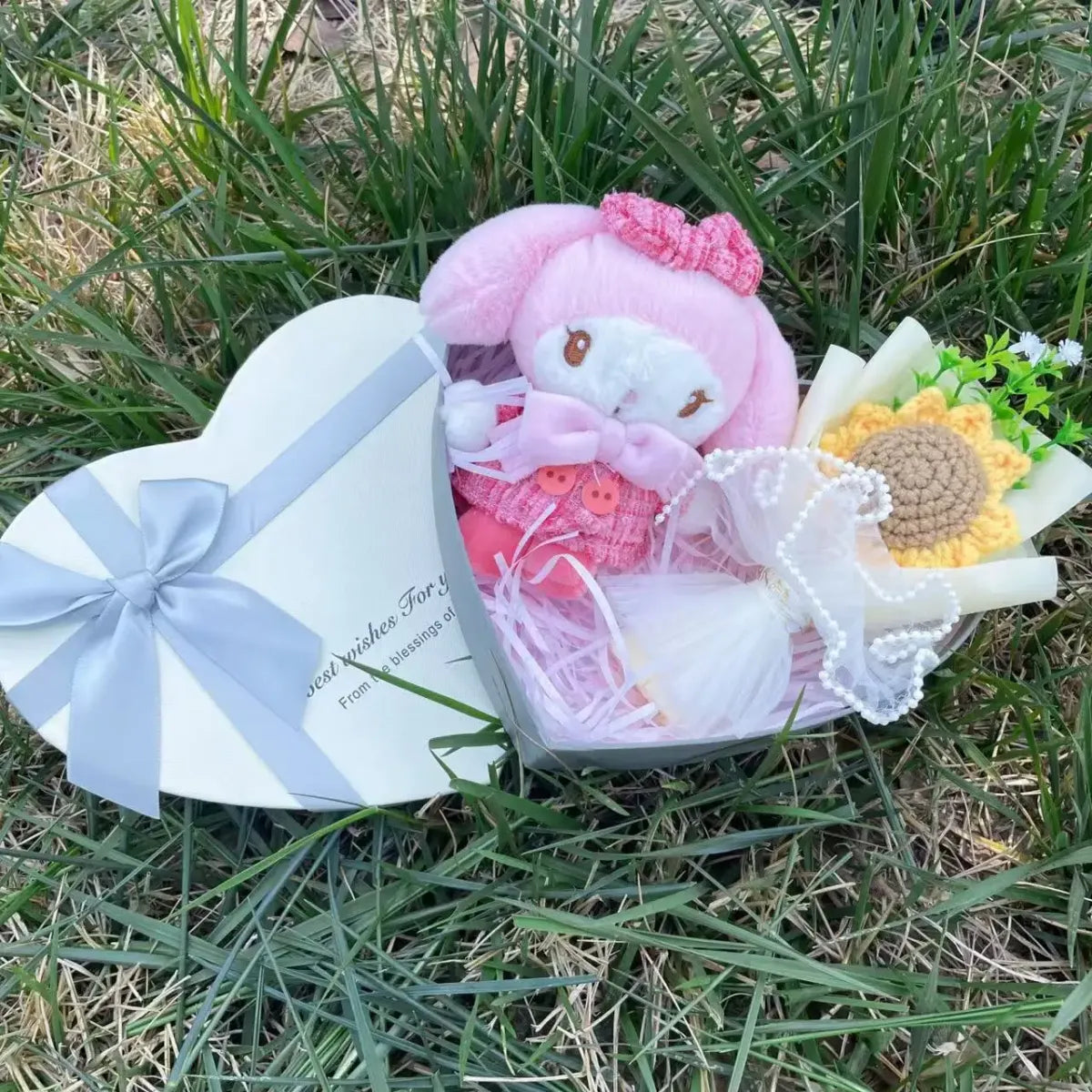 Kawaii Plush Gift Box – Kuromi, My Melody, Hello Kitty Heart Box Gift Set