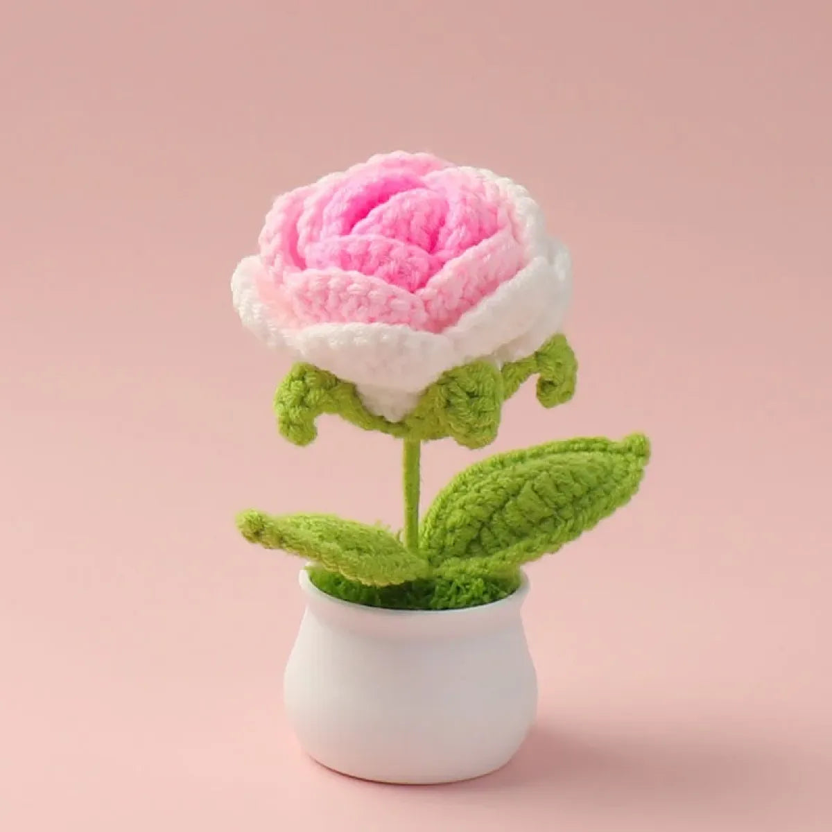 Handmade Crochet Rose Plush – Potted Flower Decor Gift for Her