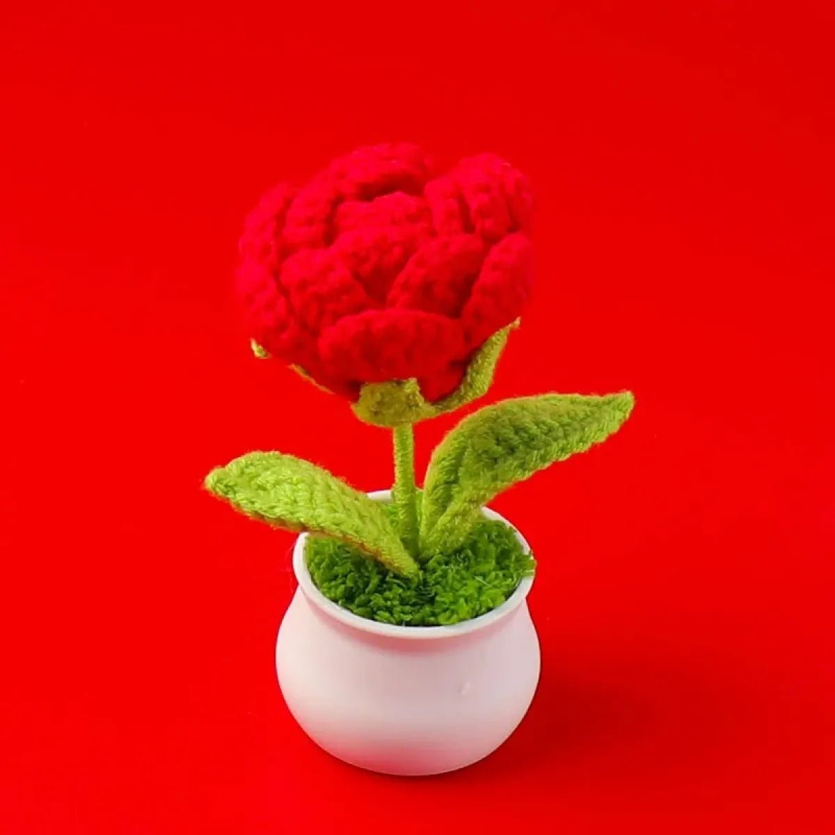 Handmade Crochet Rose Plush – Potted Flower Decor Gift for Her