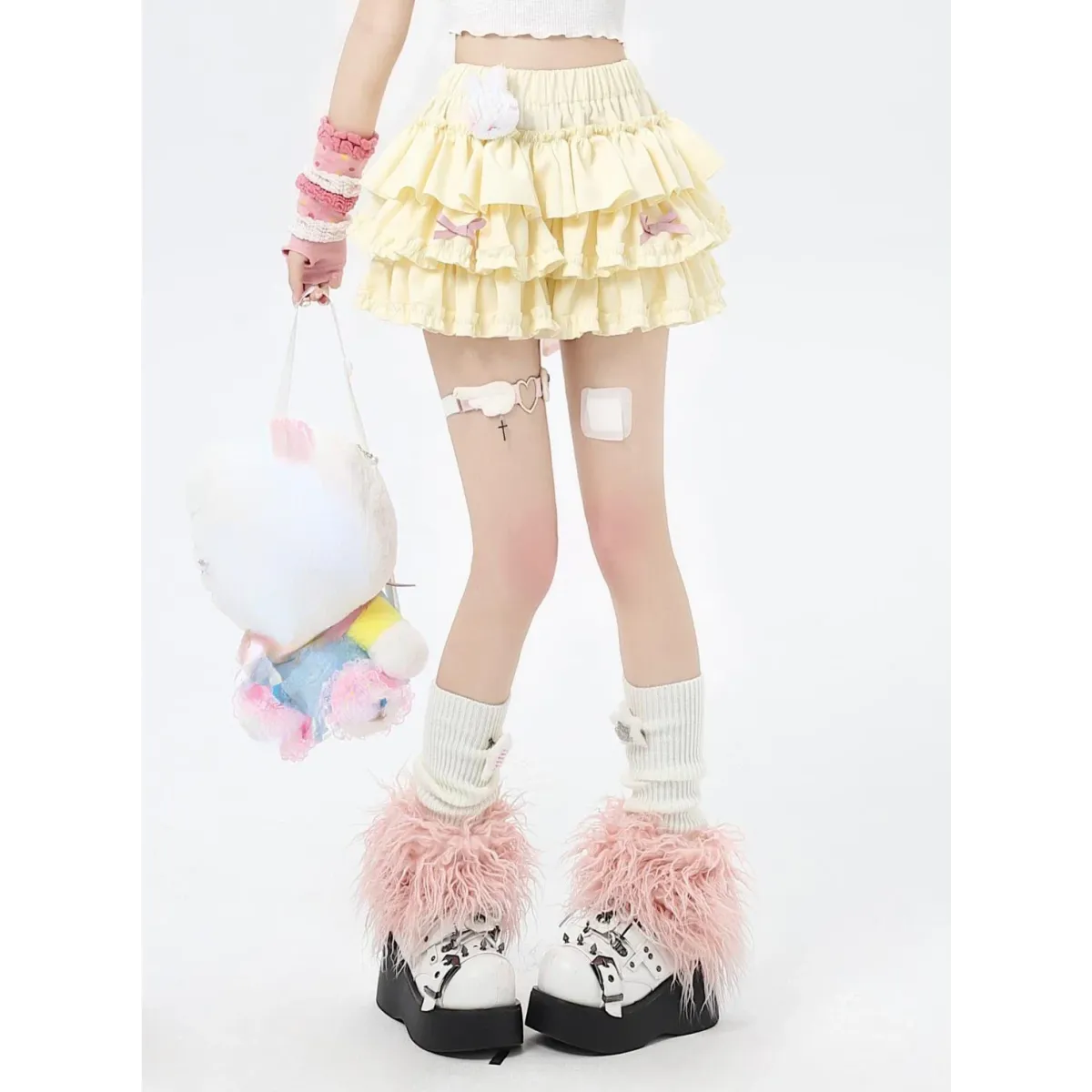 Harajuku Kawaii Lolita Mini Skirt – High Waist Ruffle Cake Layer