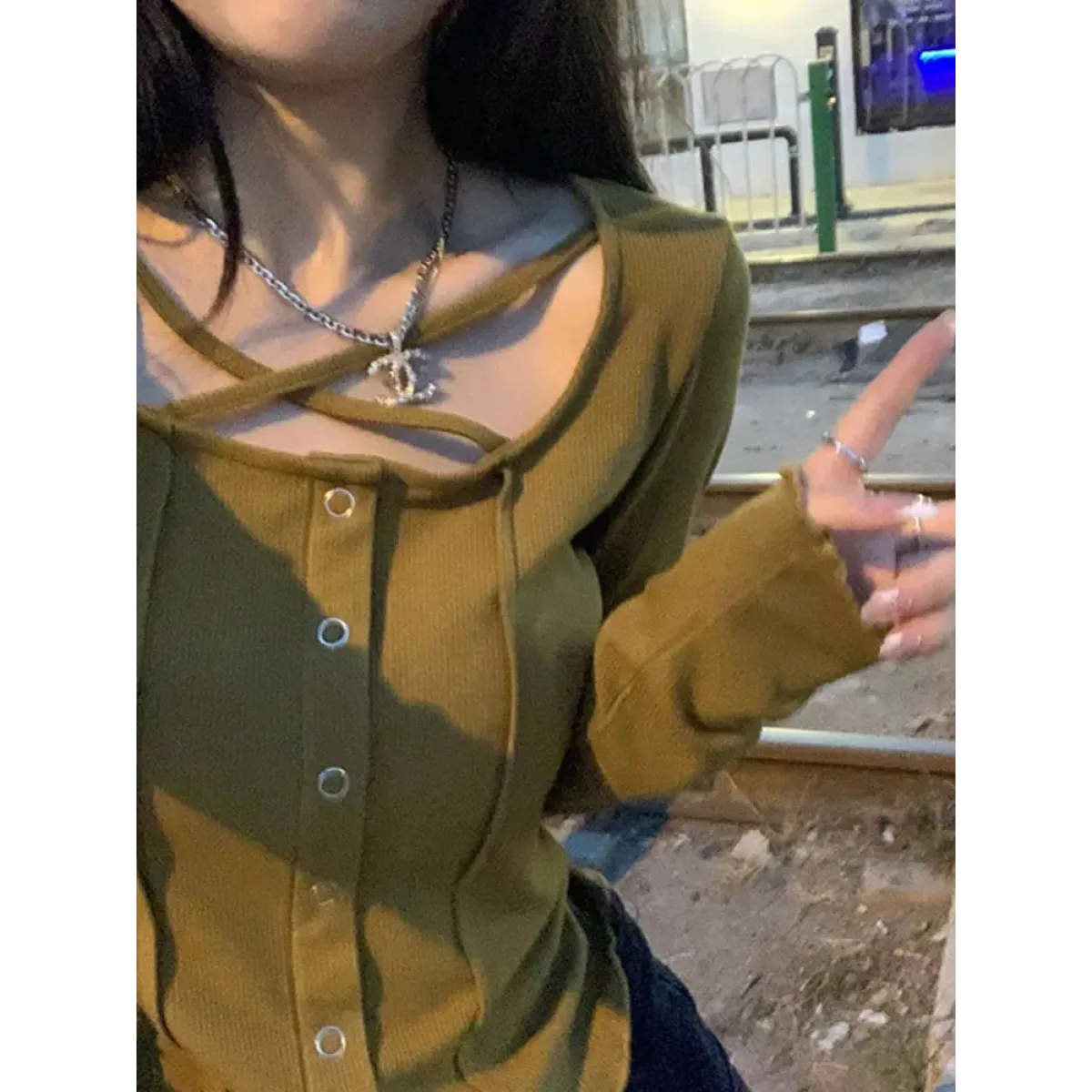 Harajuku Korean Style Slim Long Sleeve T-shirt - Sexy Streetwear Top