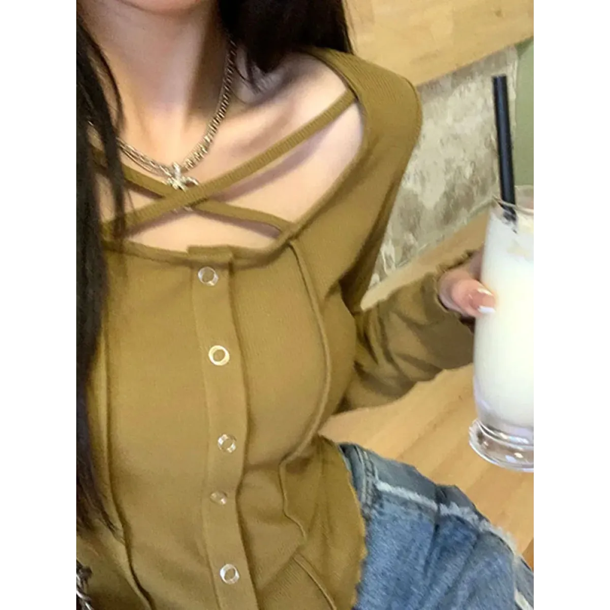 Harajuku Korean Style Slim Long Sleeve T-shirt - Sexy Streetwear Top