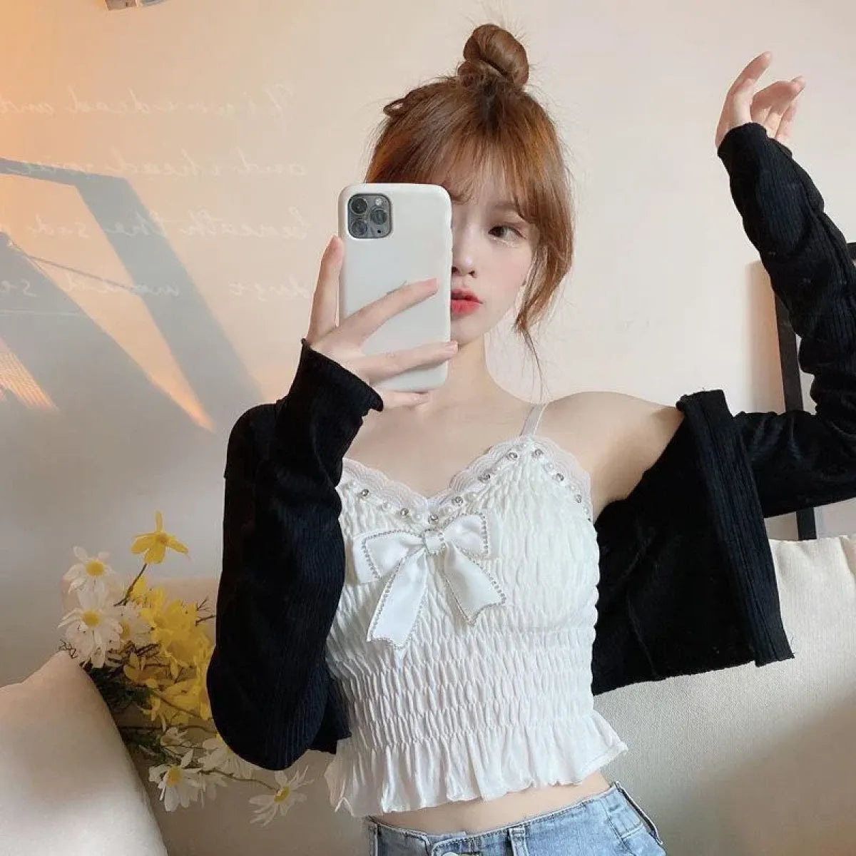 Harajuku Lace Bow Crop Top