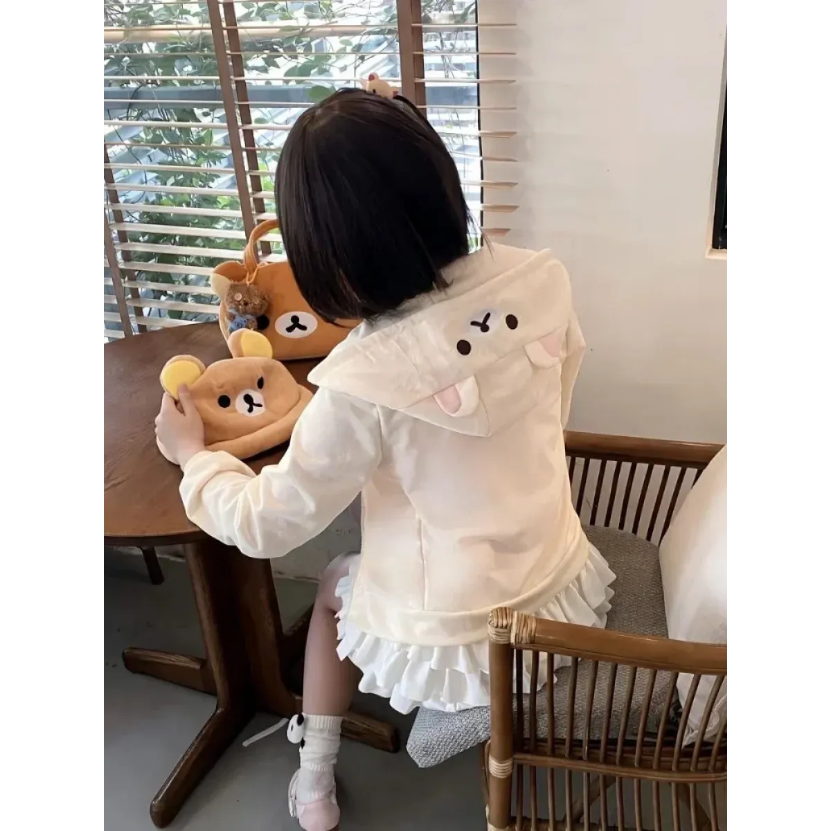 Kawaii Bear Hoodie - Harajuku Y2K Zipper Sweatshirt for Women