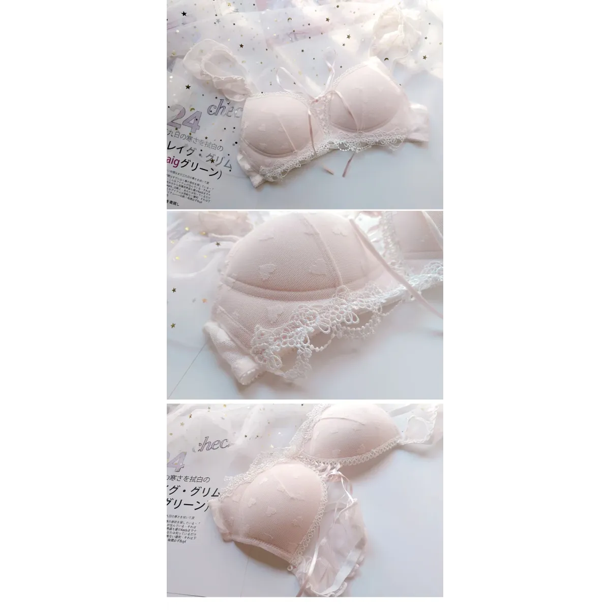 Harajuku Kawaii Fashion Japanese Heart Lace Lingerie Set