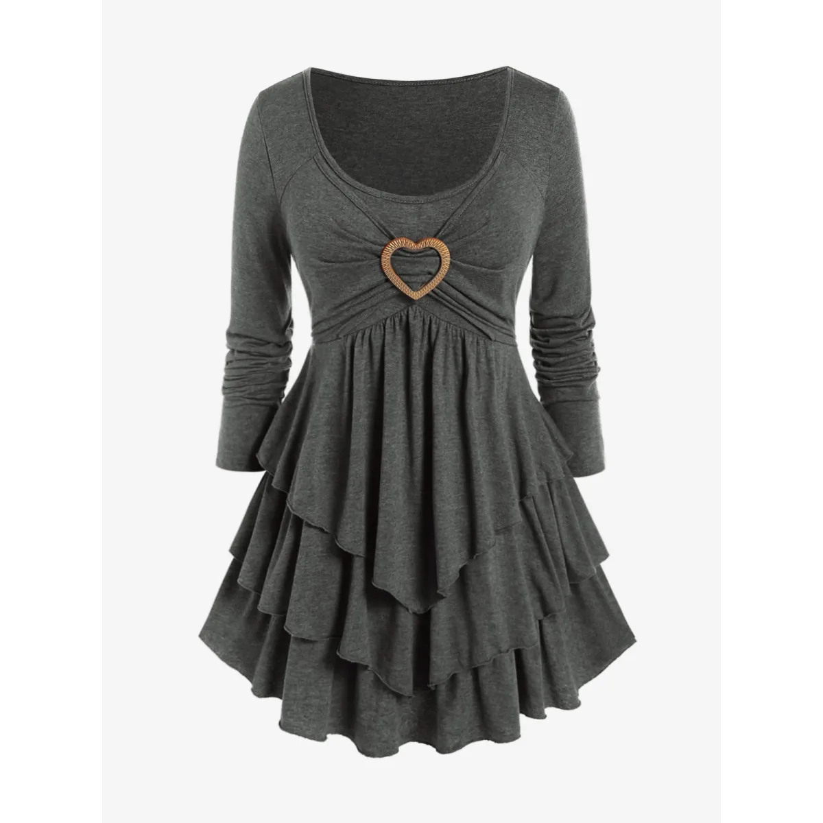 Heart Ring Layered Long Sleeves Dress