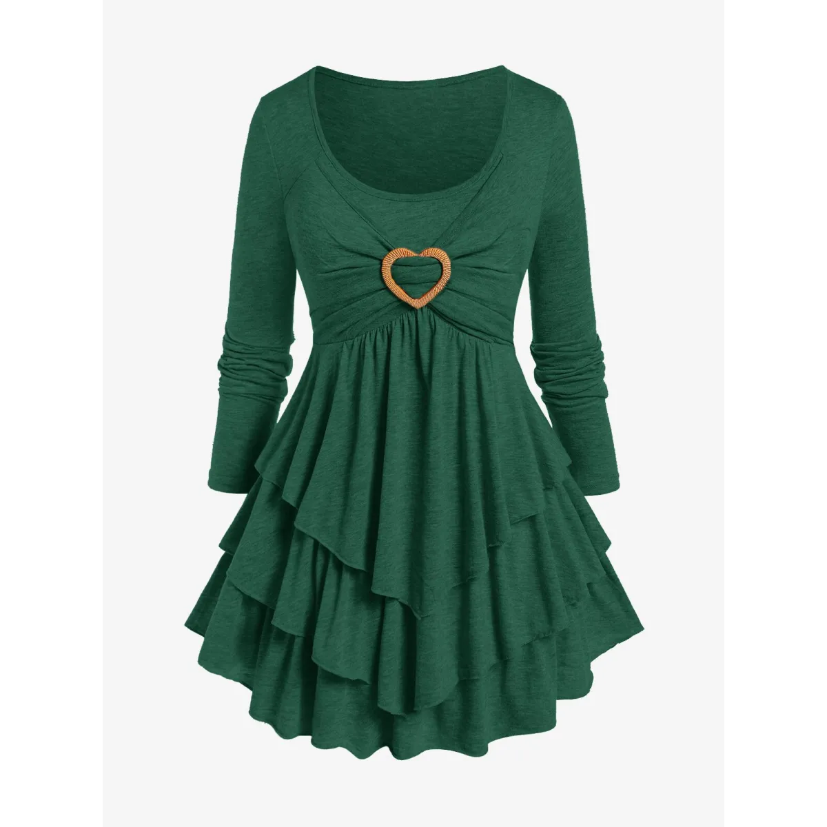 Heart Ring Layered Long Sleeves Dress