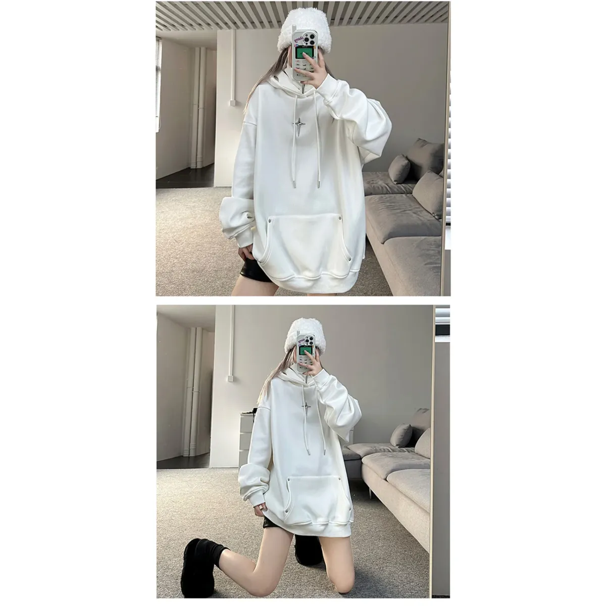 Harajuku High Neck Hoodie