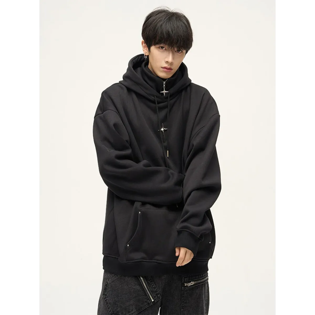 Harajuku High Neck Hoodie