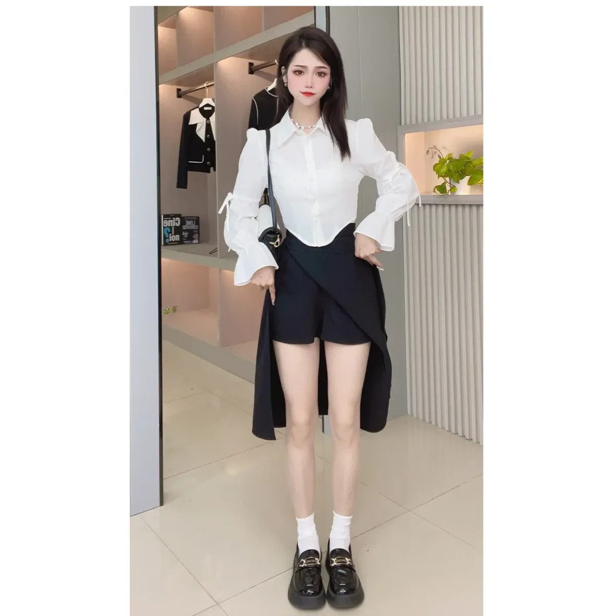 High Waist Harajuku Split Skirt – A-Line Irregular Mid-Length Skirt