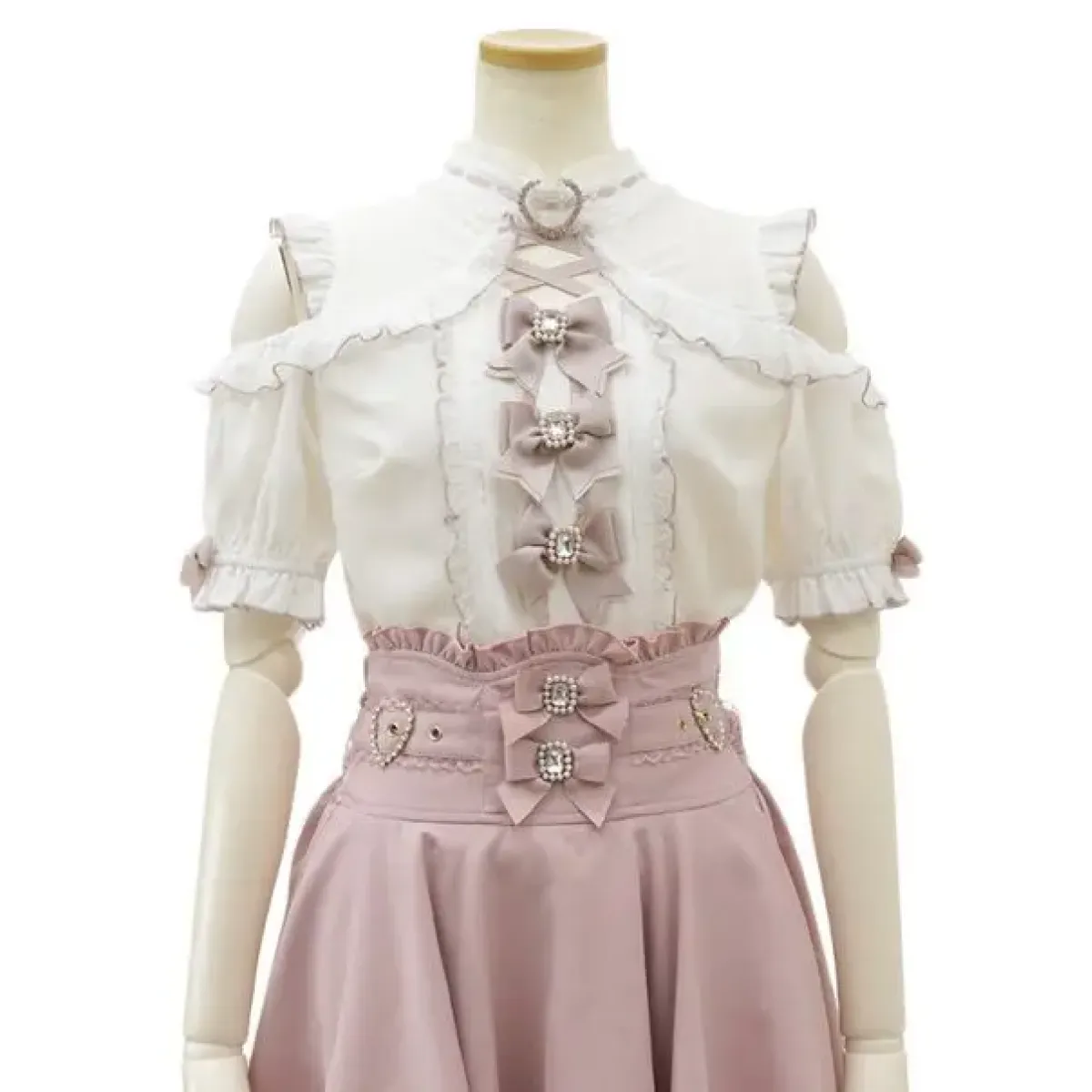 High Waist Lolita Skirt – Lace Trim & Bow Detail