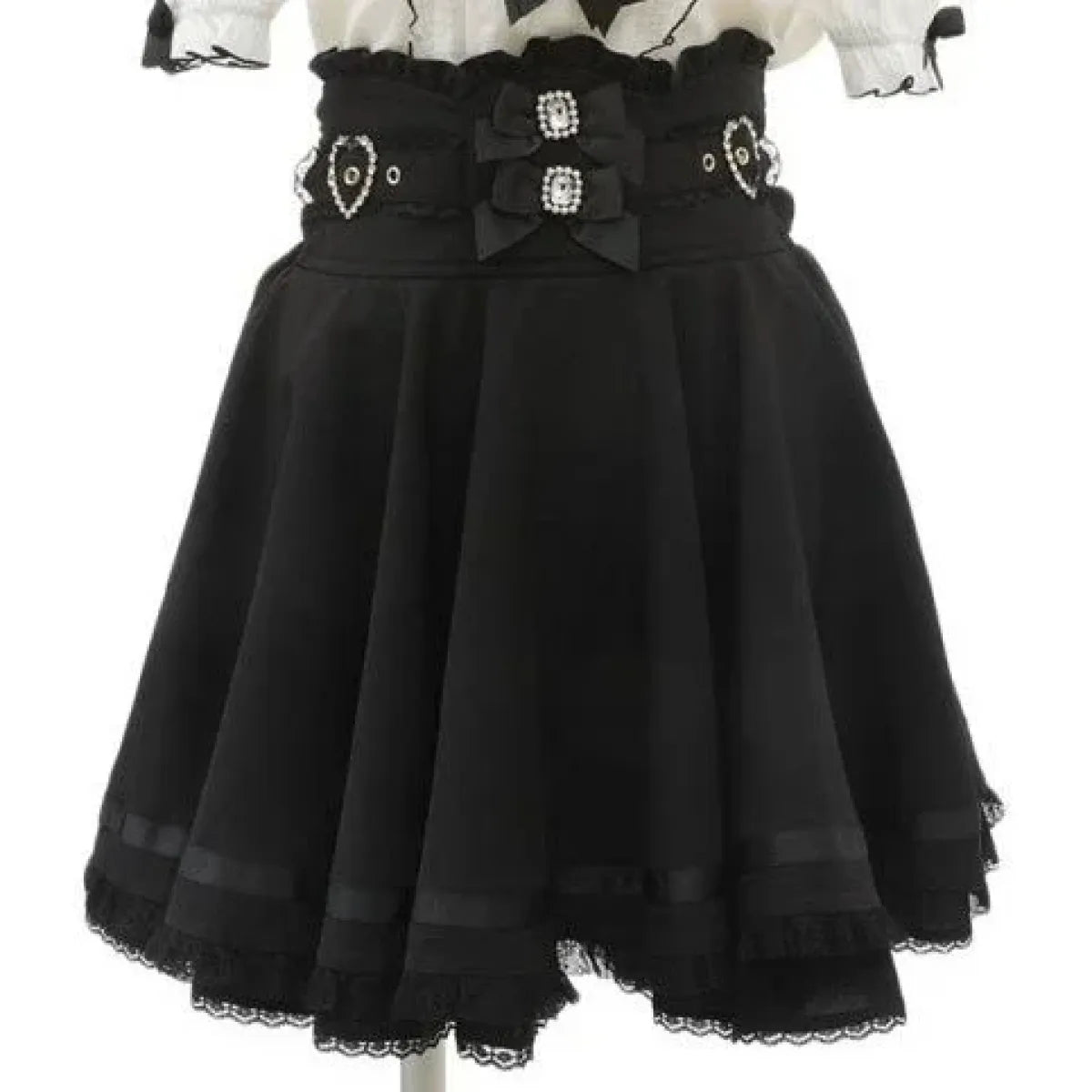 High Waist Lolita Skirt – Lace Trim & Bow Detail