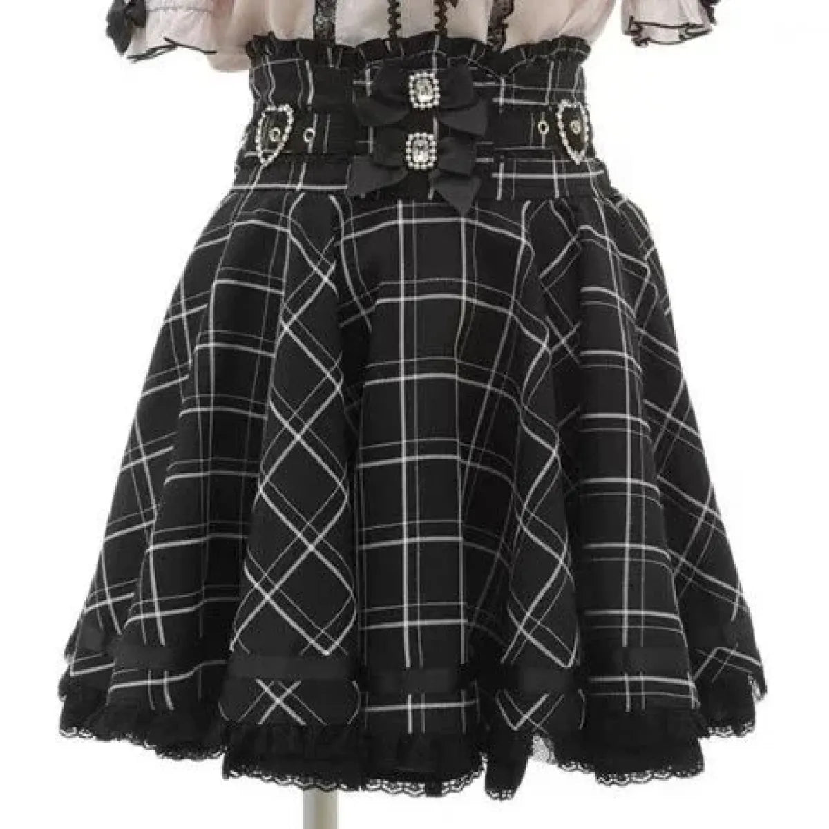 High Waist Lolita Skirt – Lace Trim & Bow Detail