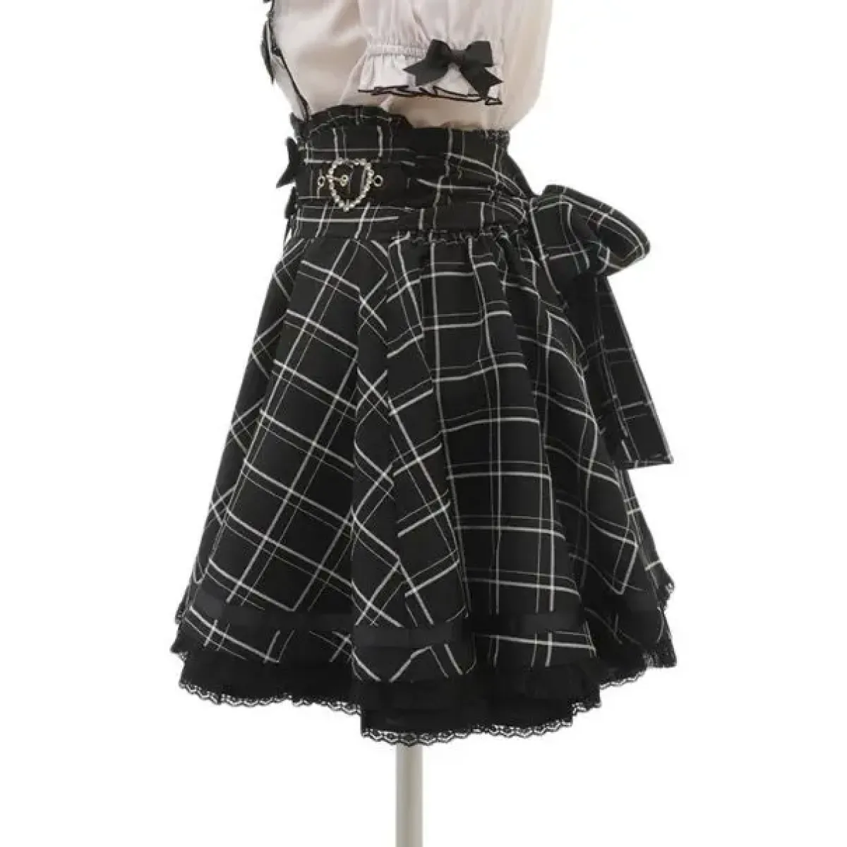 High Waist Lolita Skirt – Lace Trim & Bow Detail