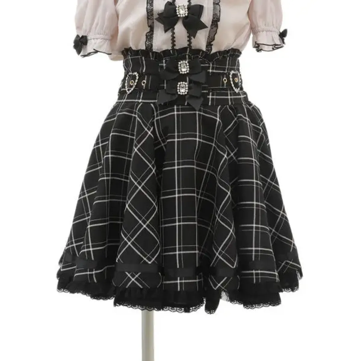 High Waist Lolita Skirt – Lace Trim & Bow Detail