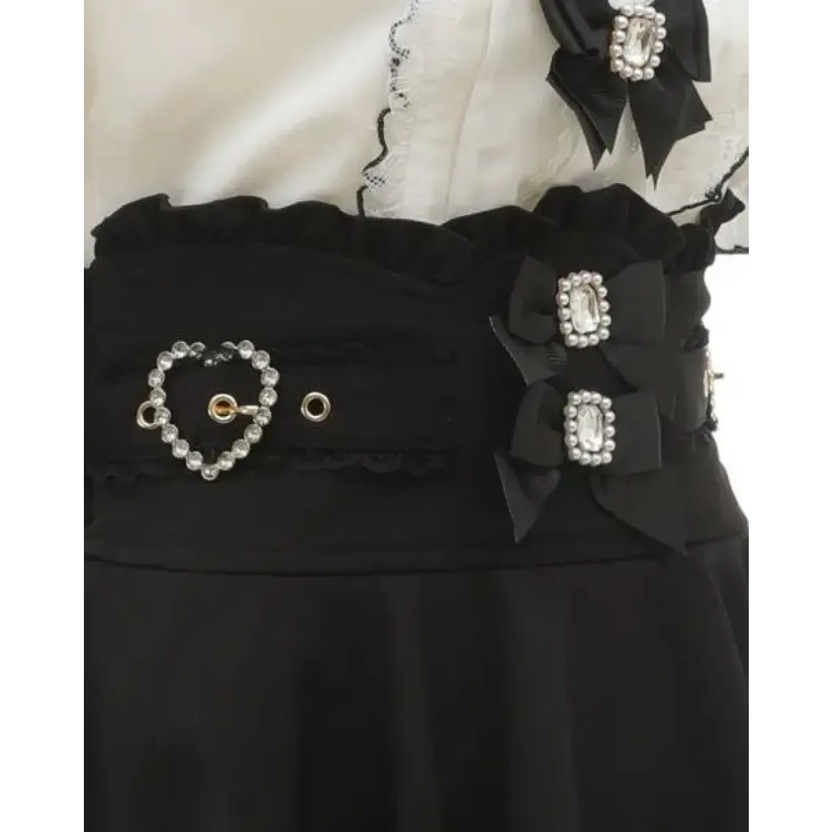 High Waist Lolita Skirt – Lace Trim & Bow Detail