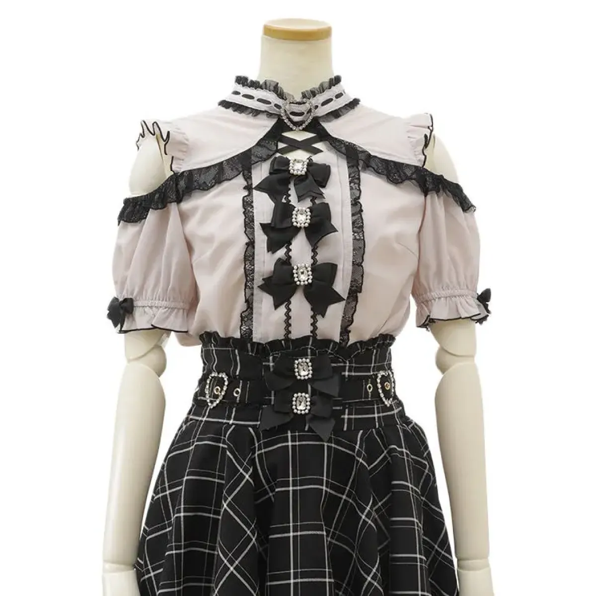 High Waist Lolita Skirt – Lace Trim & Bow Detail