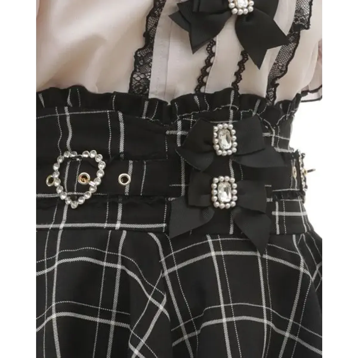 High Waist Lolita Skirt – Lace Trim & Bow Detail