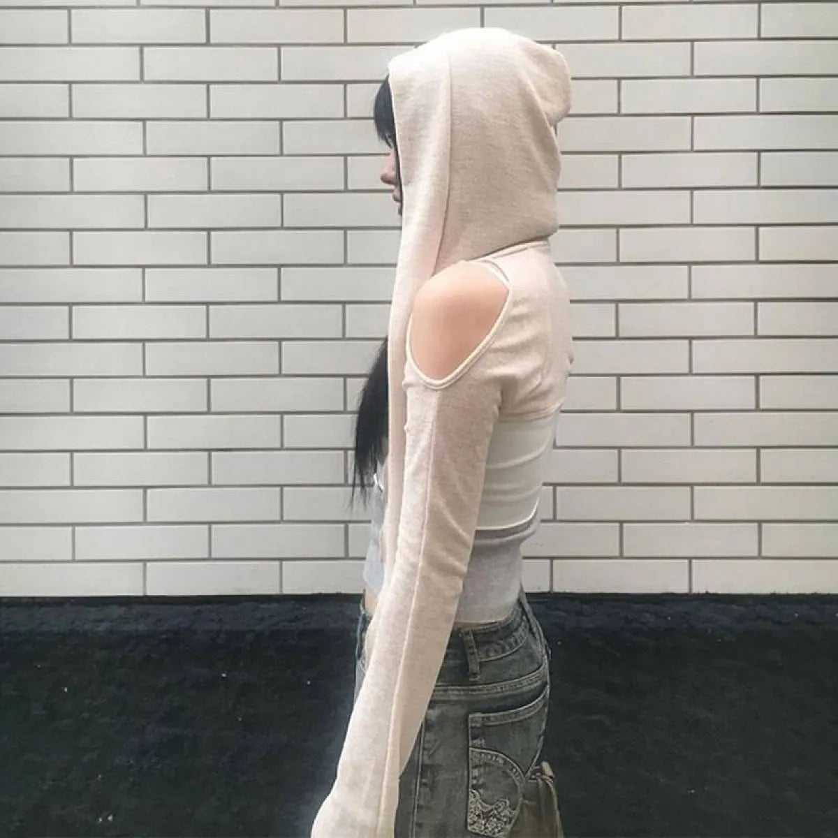 Hooded Long Sleeve Crop Top