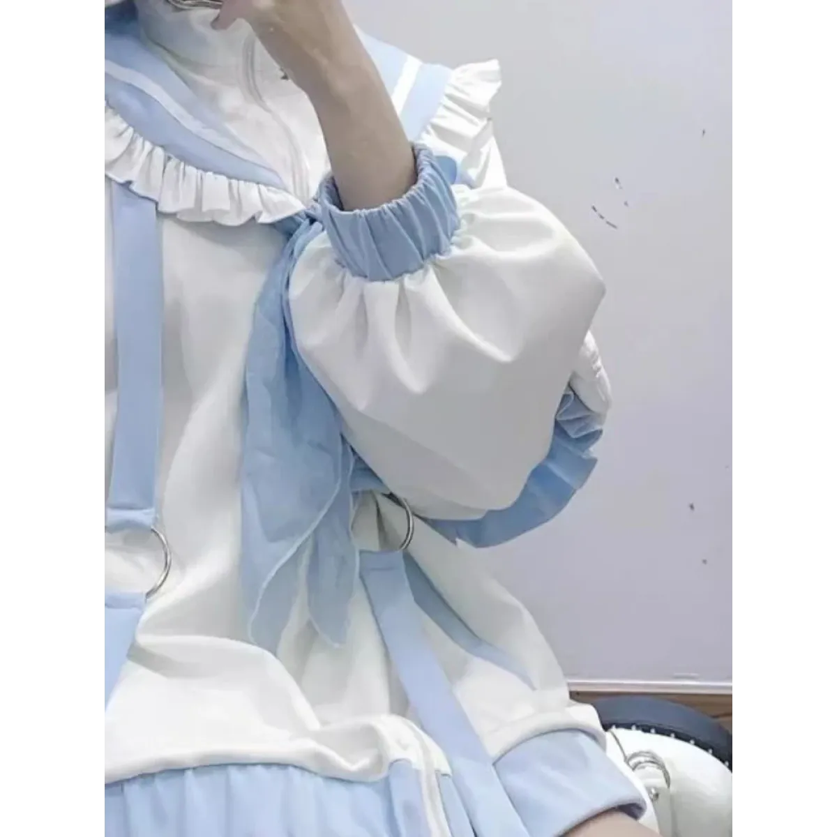 Kawaii Sailor Ruffle Hoodie Set