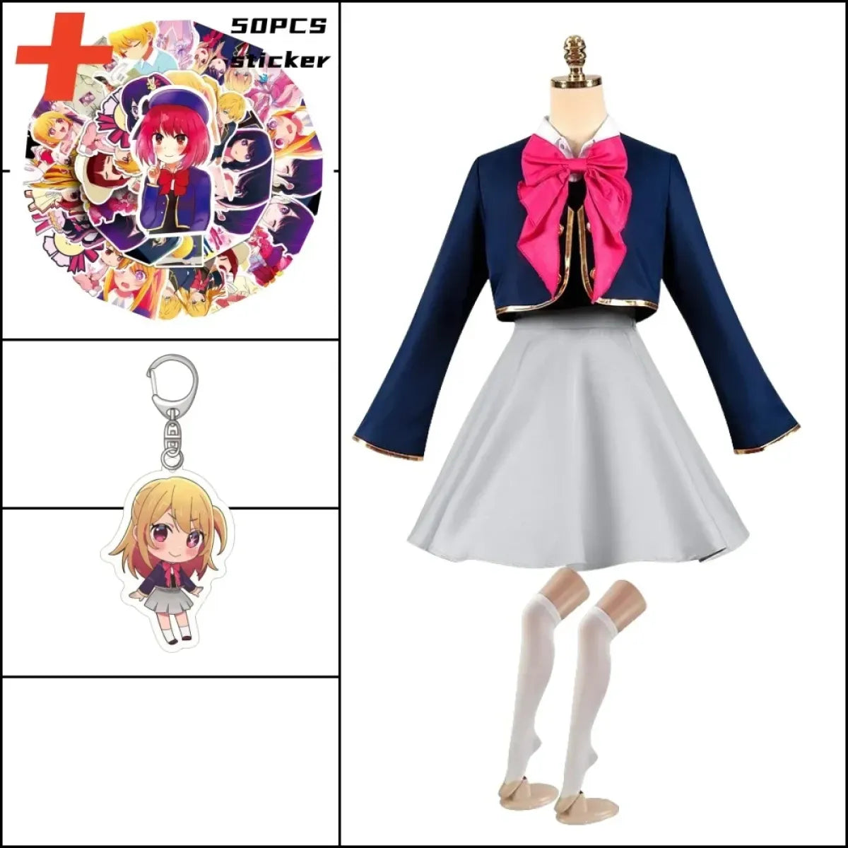 OSHI NO KO Ai Hoshino Cosplay Costume - Lolita Pink Uniform Dress