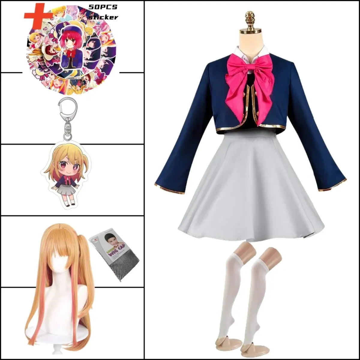 OSHI NO KO Ai Hoshino Cosplay Costume - Lolita Pink Uniform Dress