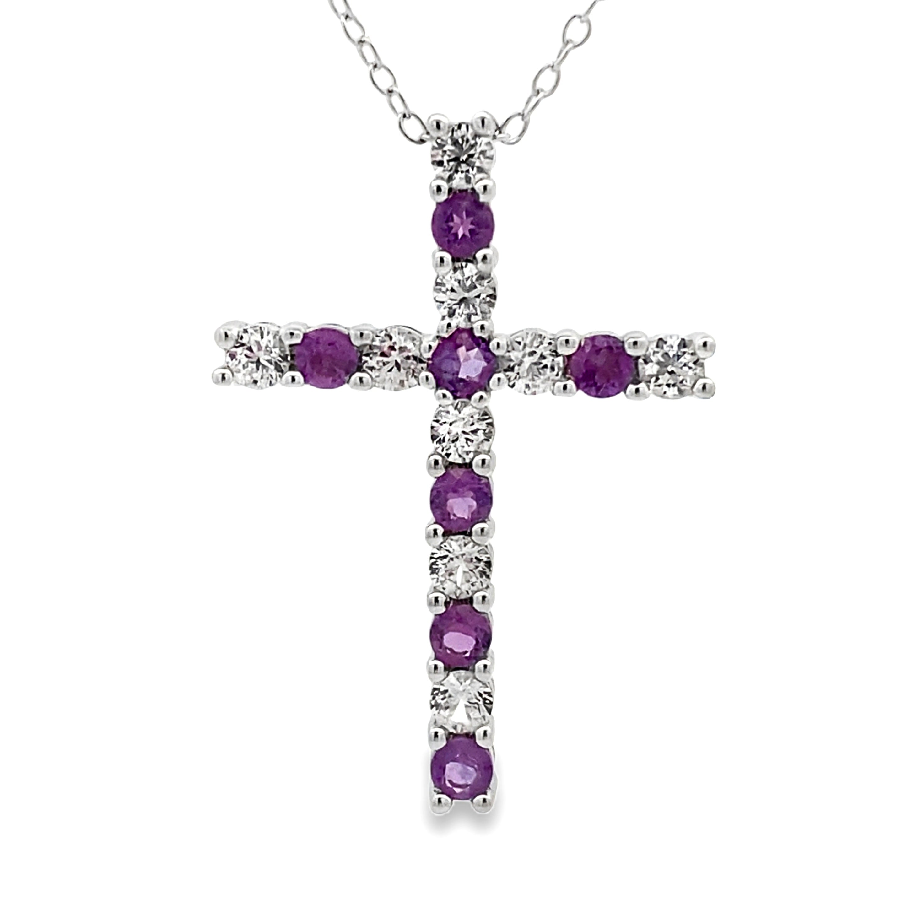 .50ct Amethyst Cross Religious Pendant Sterling Silver