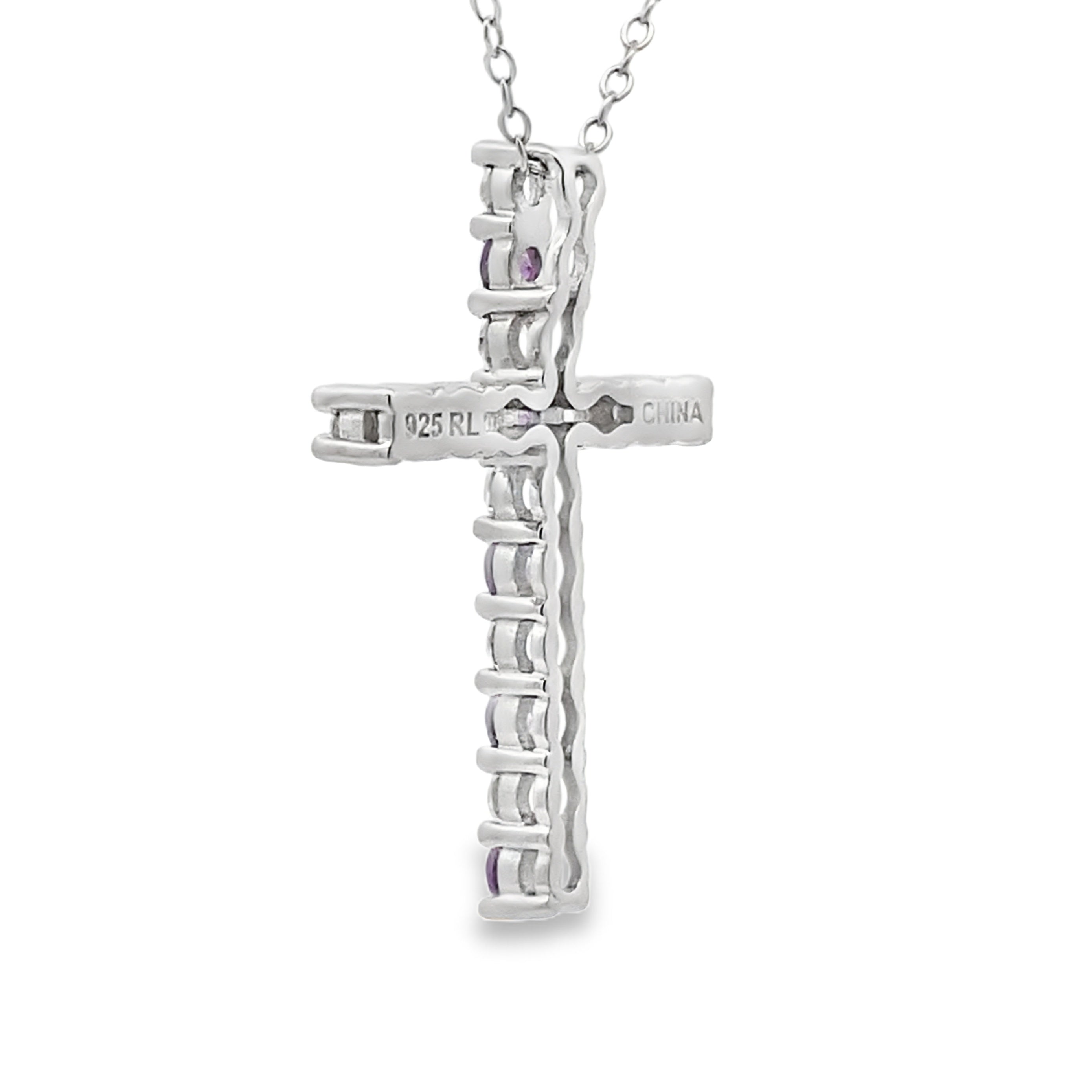 .50ct Amethyst Cross Religious Pendant Sterling Silver