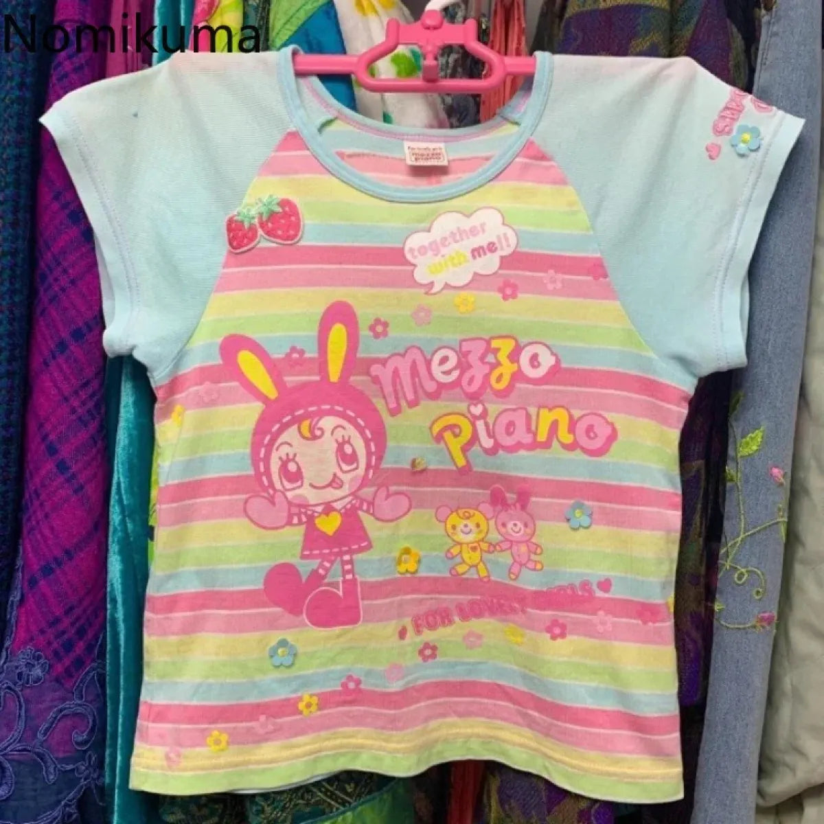 Vintage Striped Crop Top – Japanese Y2K Style Casual Tee