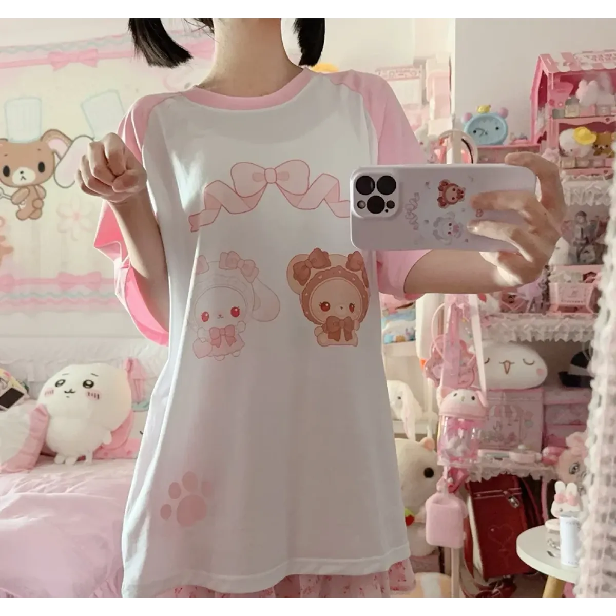 Kawaii Bunny Print T-Shirt – Harajuku Yume Cute Aesthetic