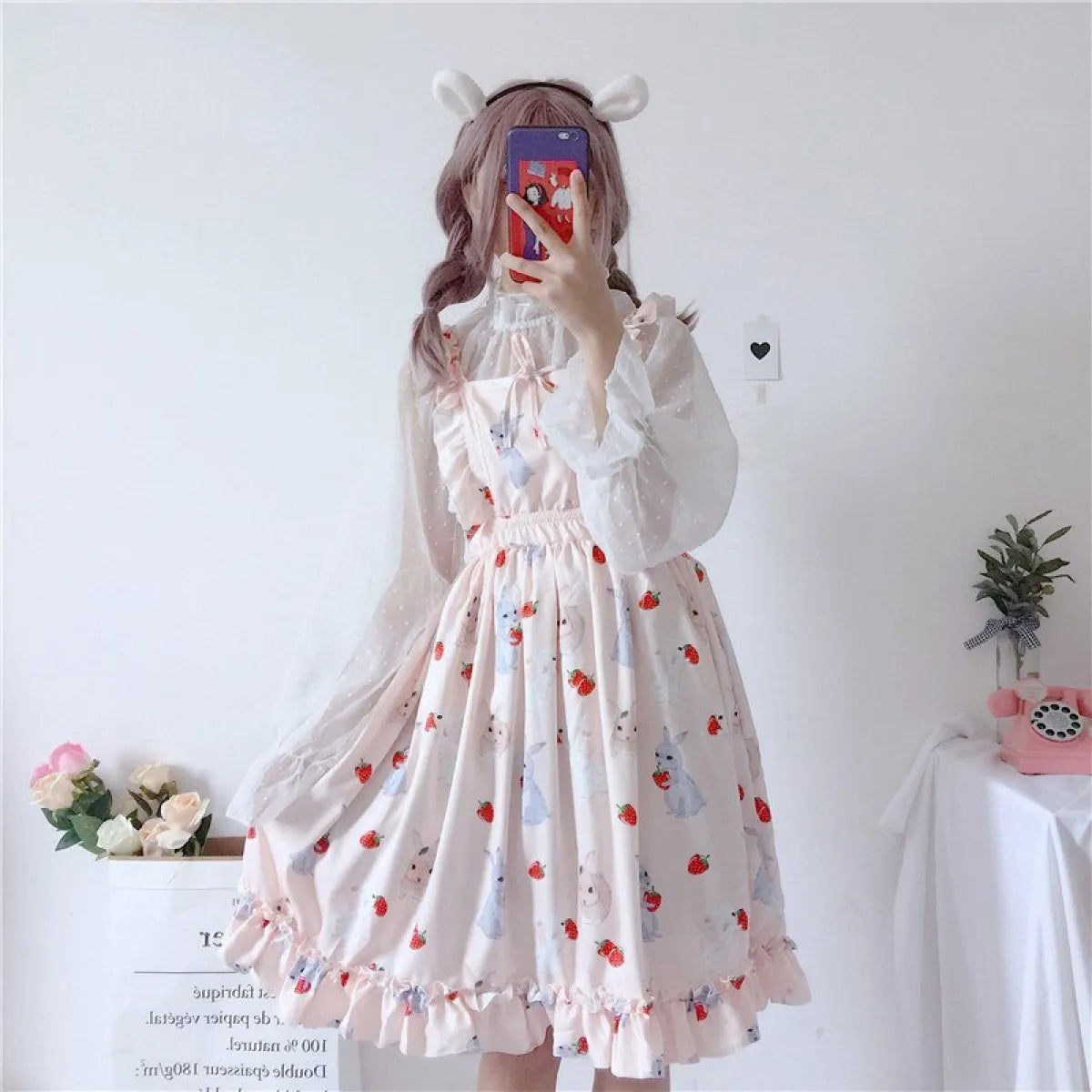 Kawaii Bunny Strawberry Lolita Dress