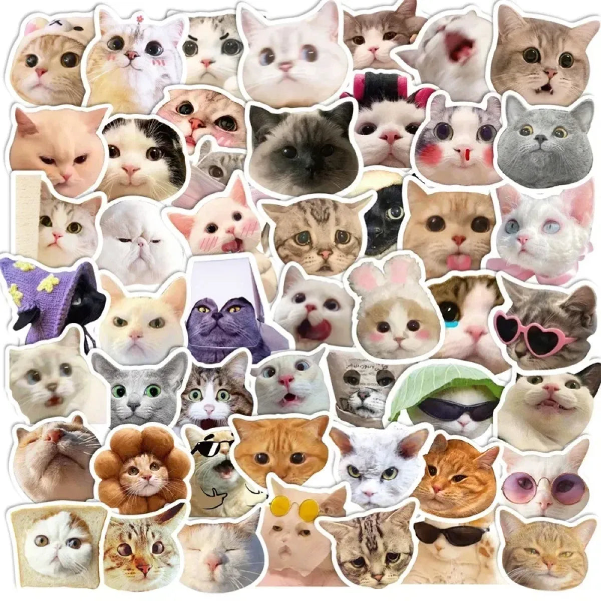 Kawaii Cat Mood Stickers - Aesthetic Decor for DIY & More