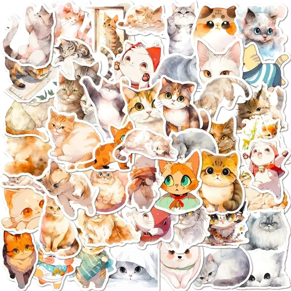 Kawaii Cat Mood Stickers - Aesthetic Decor for DIY & More