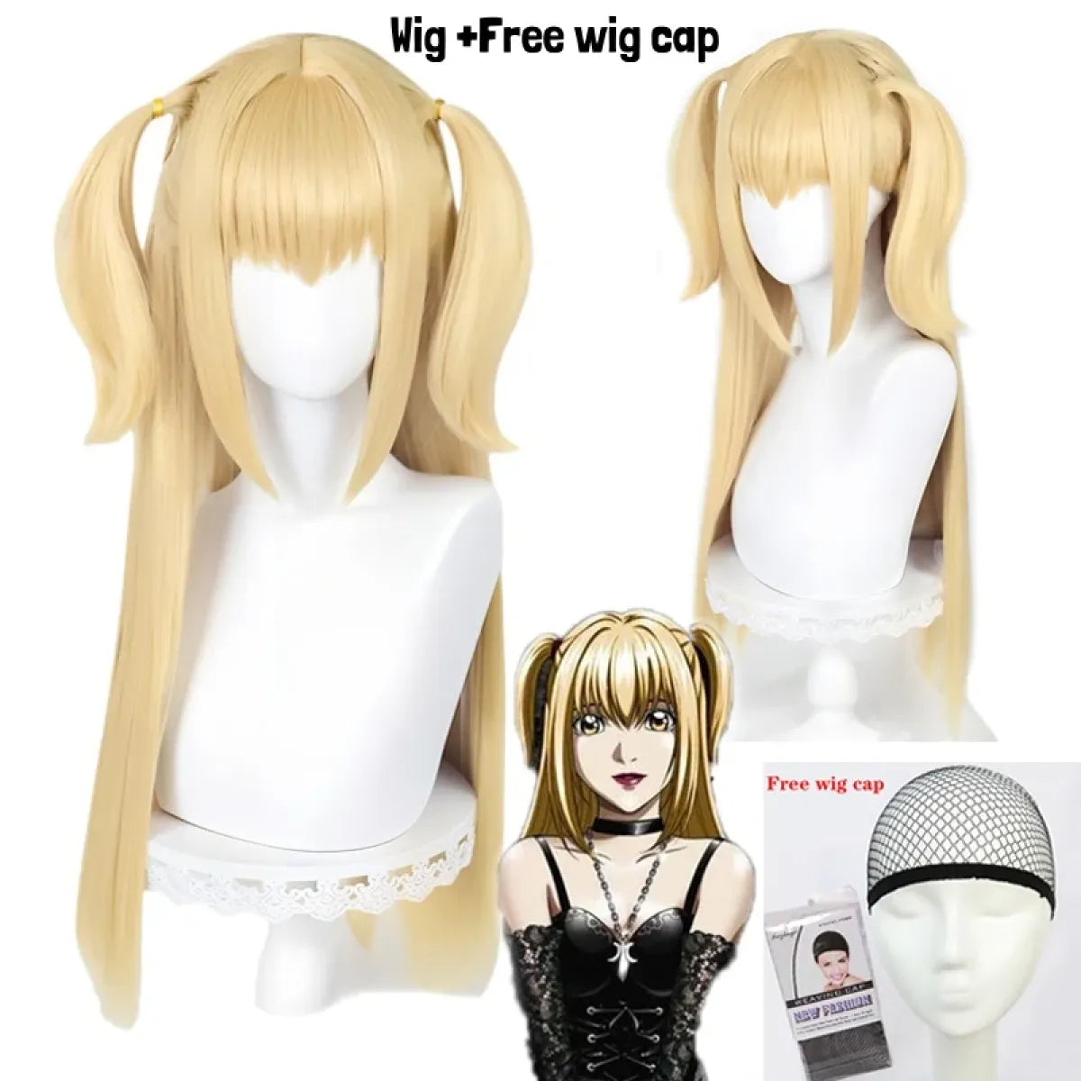 Misa Amane Cosplay Wig – Death Note Blonde Twin Tails with Wig Cap Set