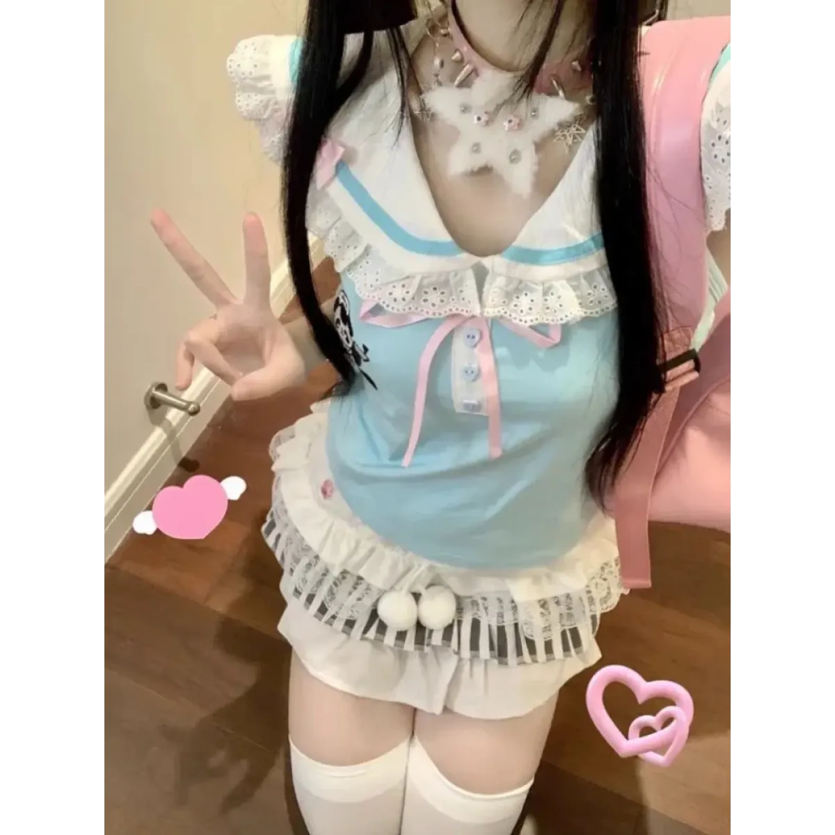 Kawaii Lace Patchwork T-Shirt