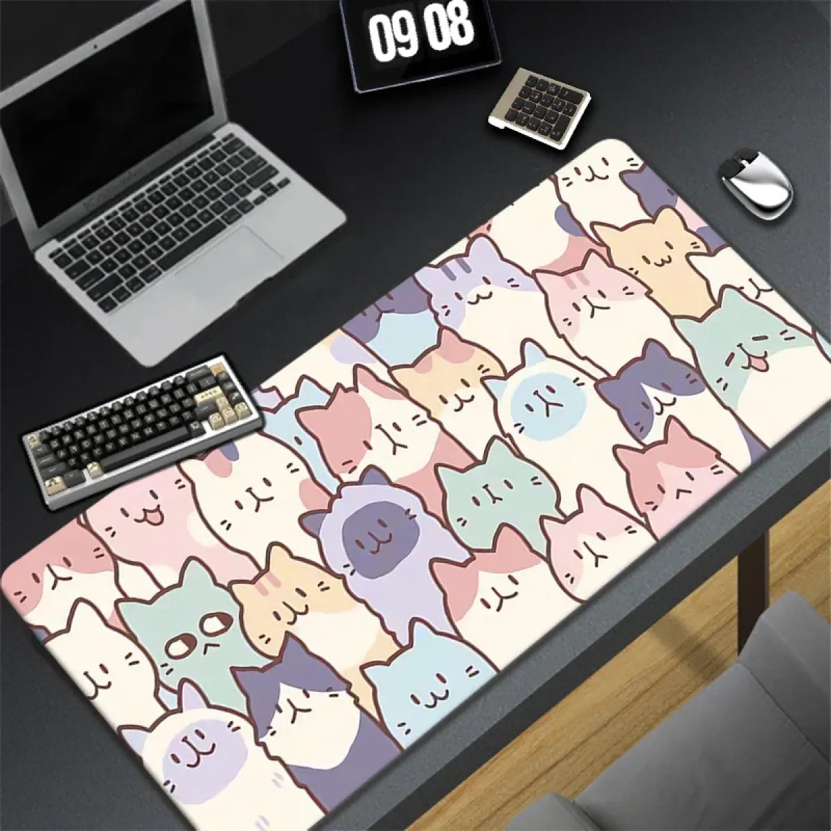 Kawaii Office Desk Mat - Adorned with Cute Cat Designs