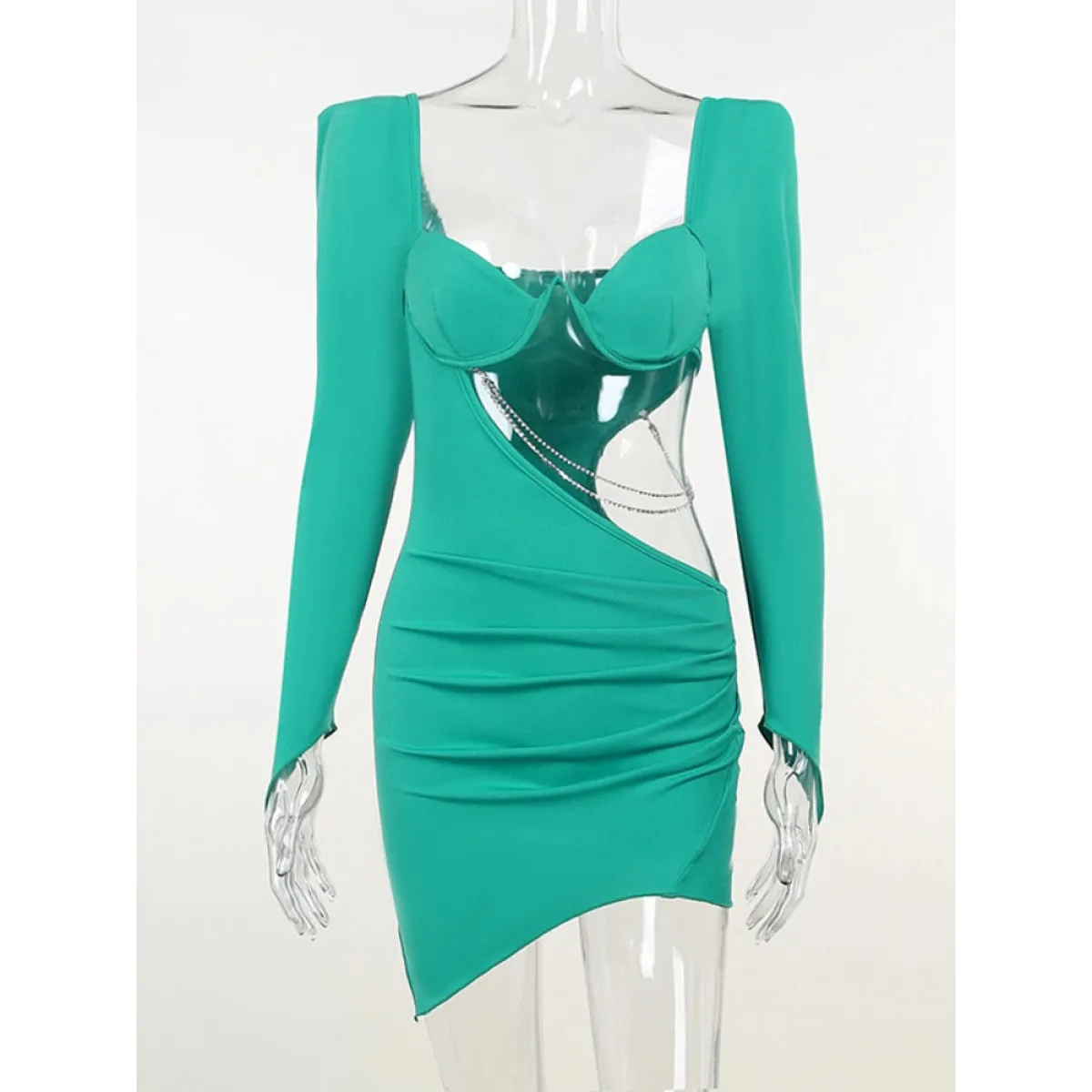 Hollow Out Full Sleeve Mini Dress