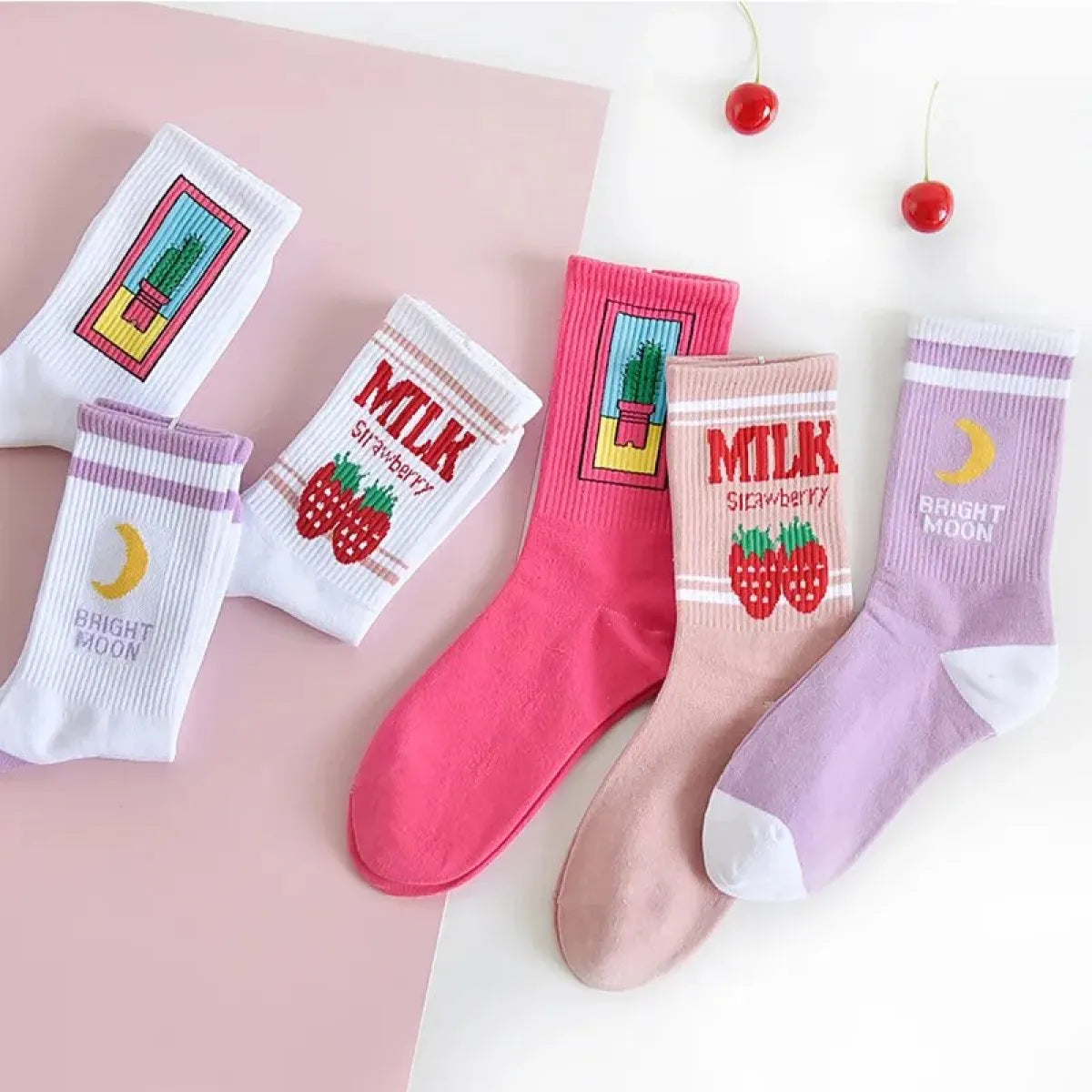 Moon Milk Kawaii Socks