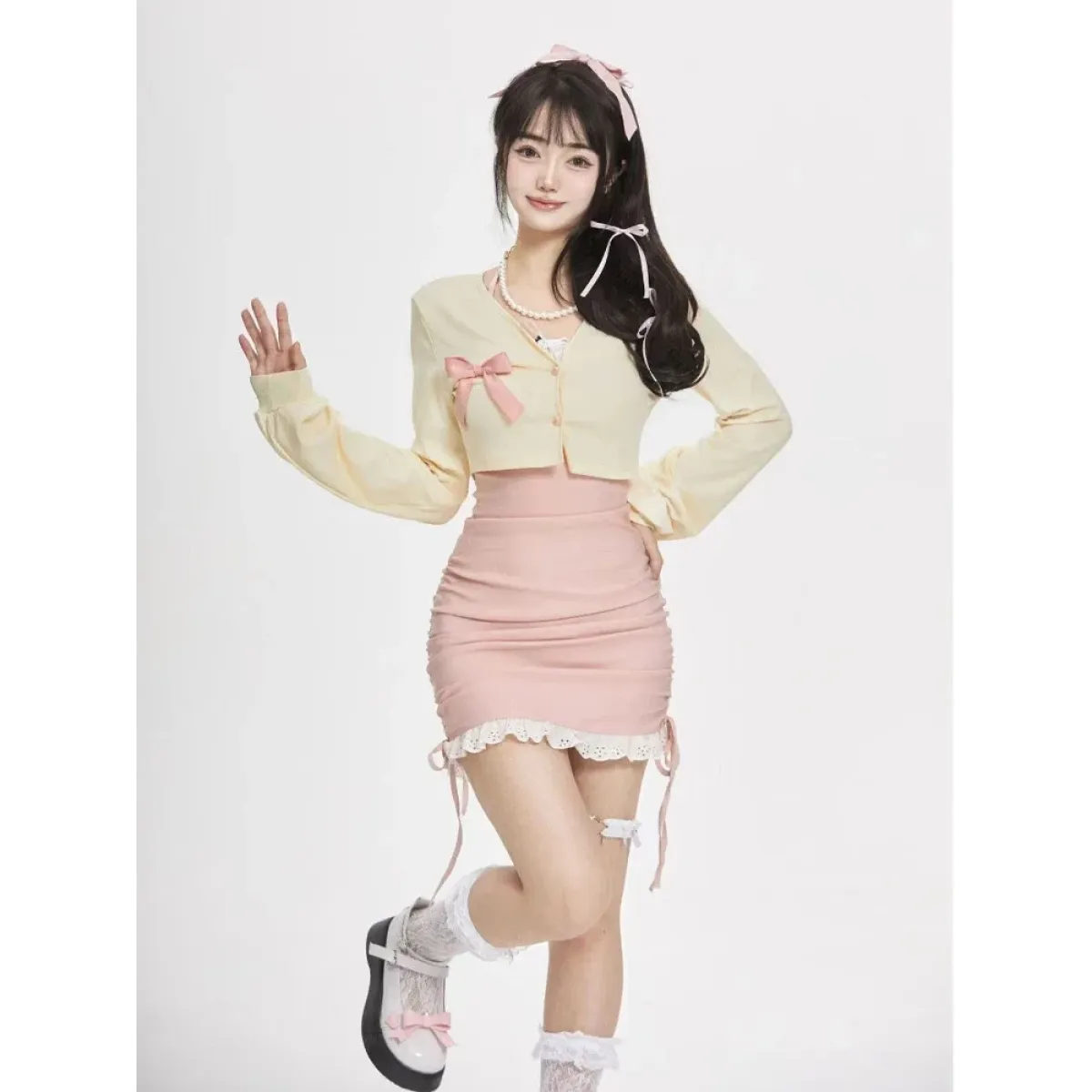 Lace Bodycon Mini Dress Set – Kawaii Y2K Corset Halter