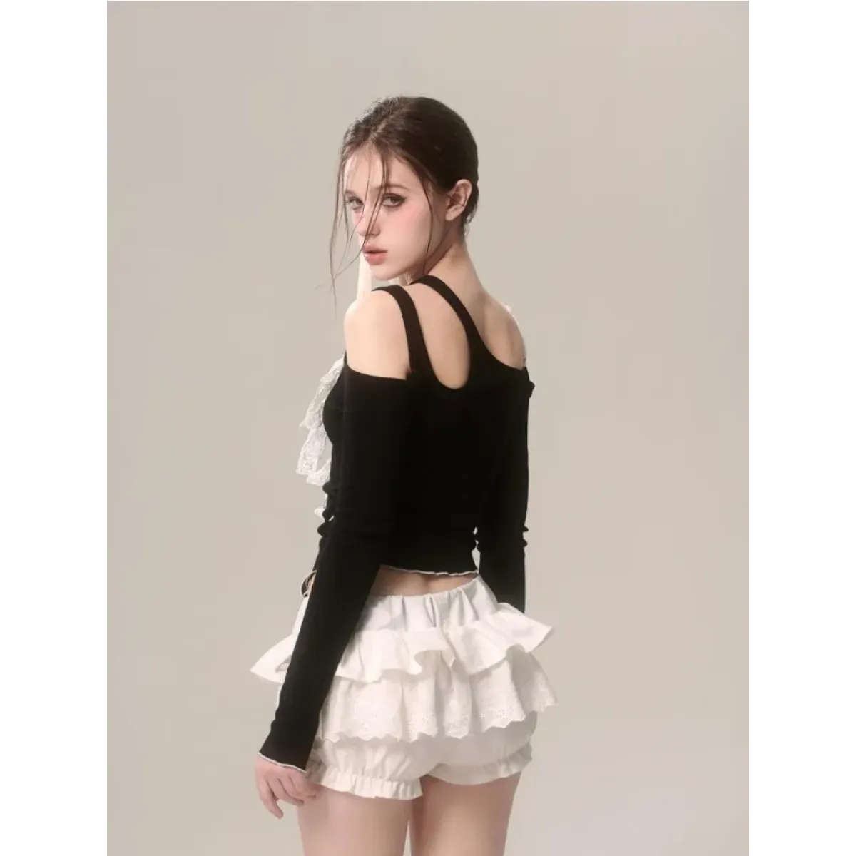 Lace Bow Cutout Top – Kawaii Y2K Harajuku Aesthetic