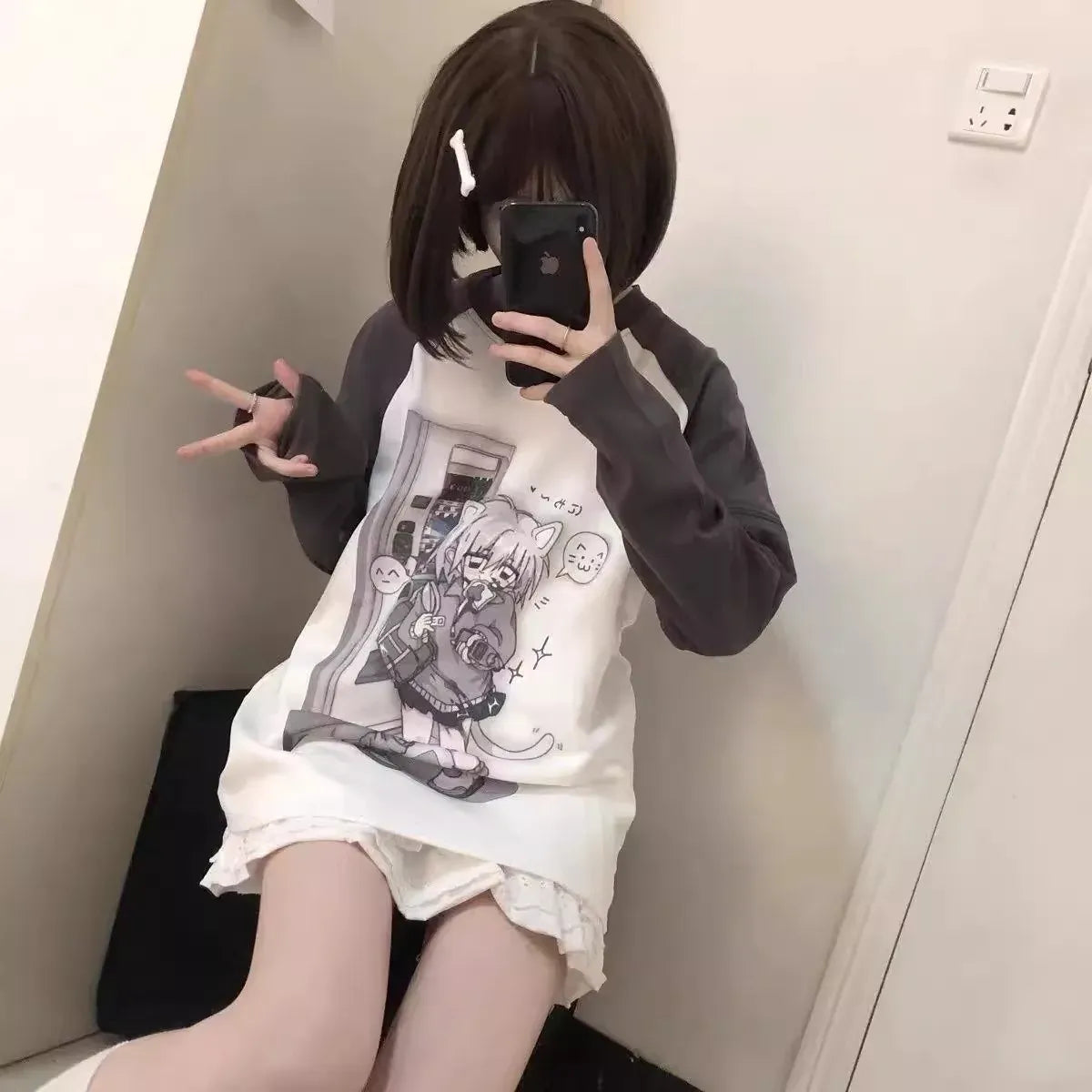 Kawaii Y2K Harajuku Top – Detachable Sleeve Anime Tee