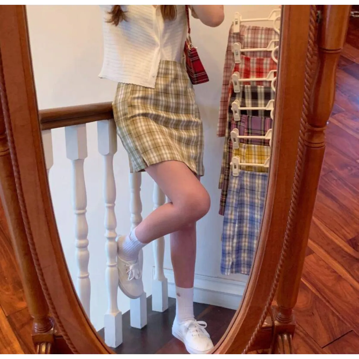 Korean Colored Plaid Skirt