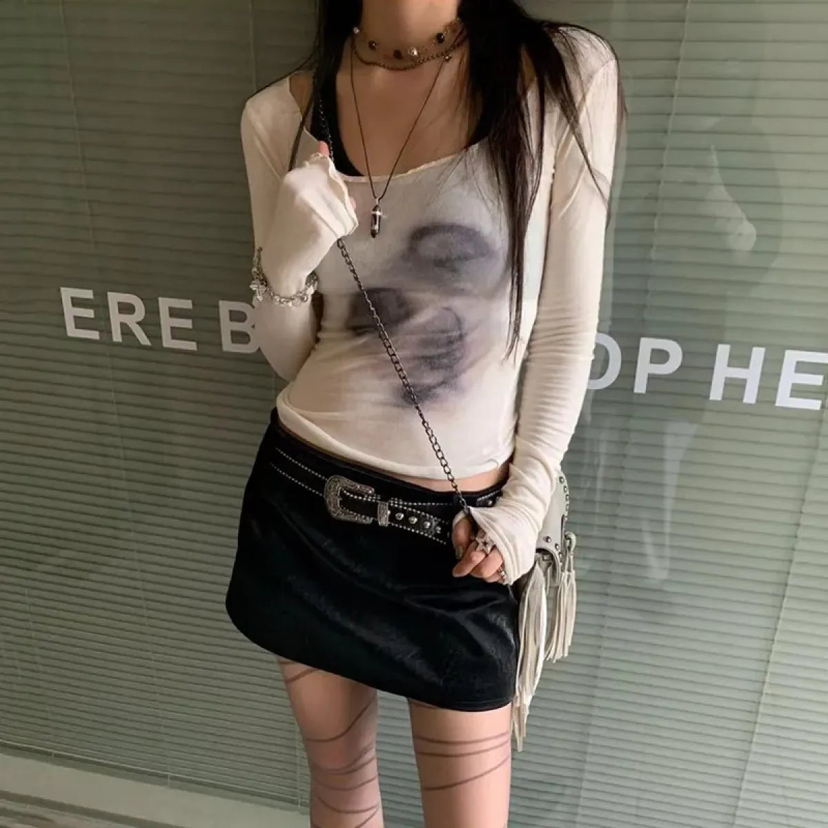 Korean Fairycore See-through Crop Top